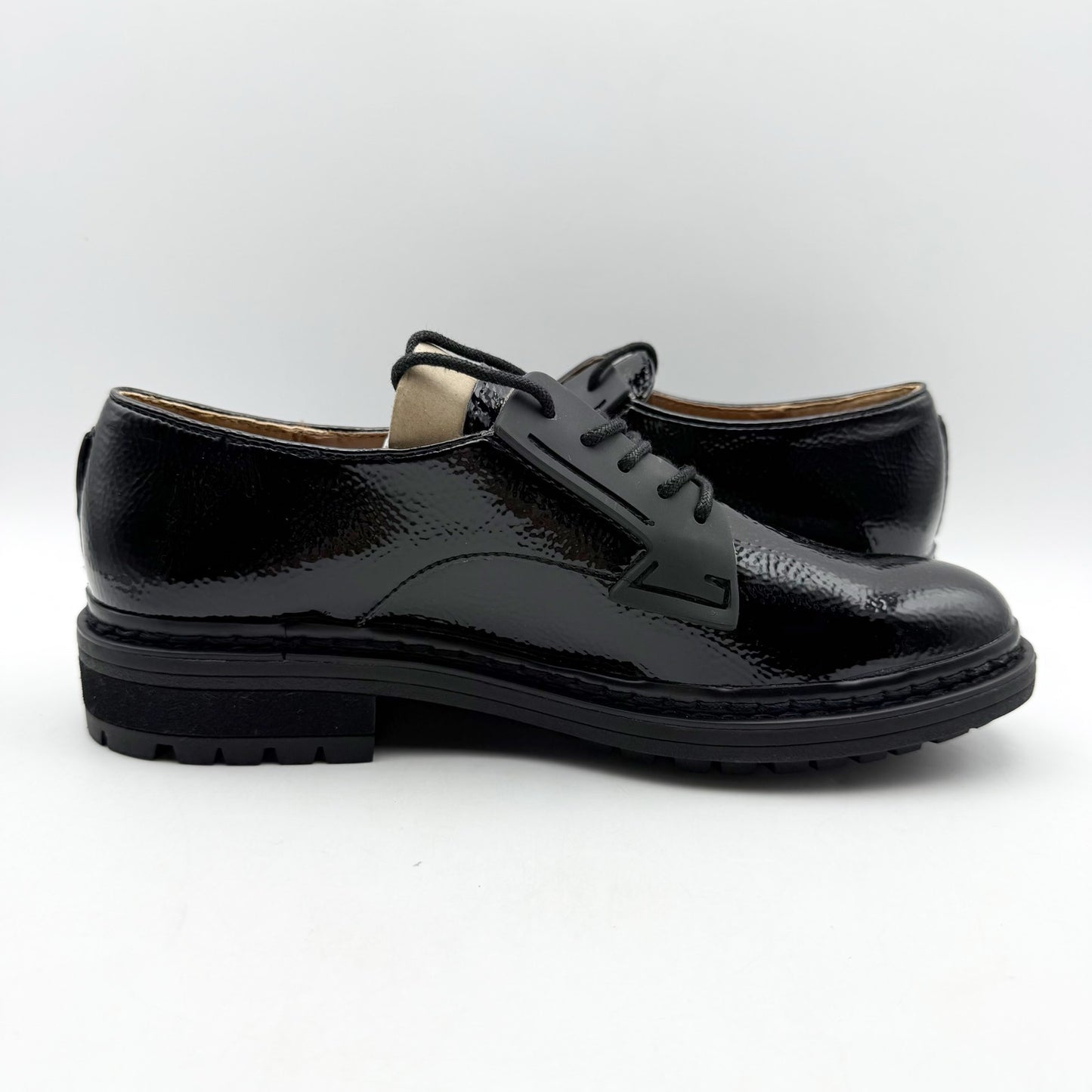 Franco Sarto Womens Sendra Lug Sole Derby Shoes US 7.5 M EU 37.5 Black NIB