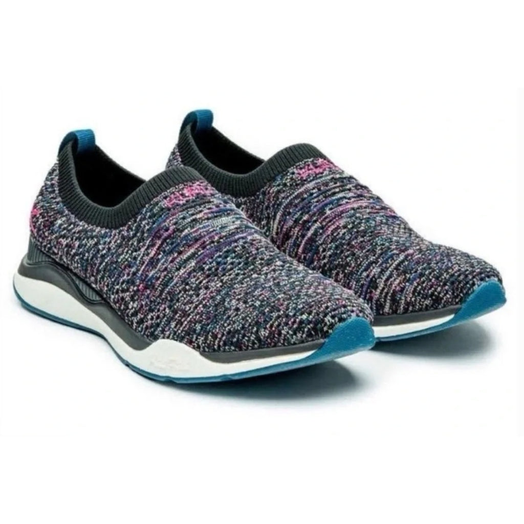 Kuru Womens Stride Casual Sneakers Size 9 Jet Black Confetti Knit Slip On NWOB