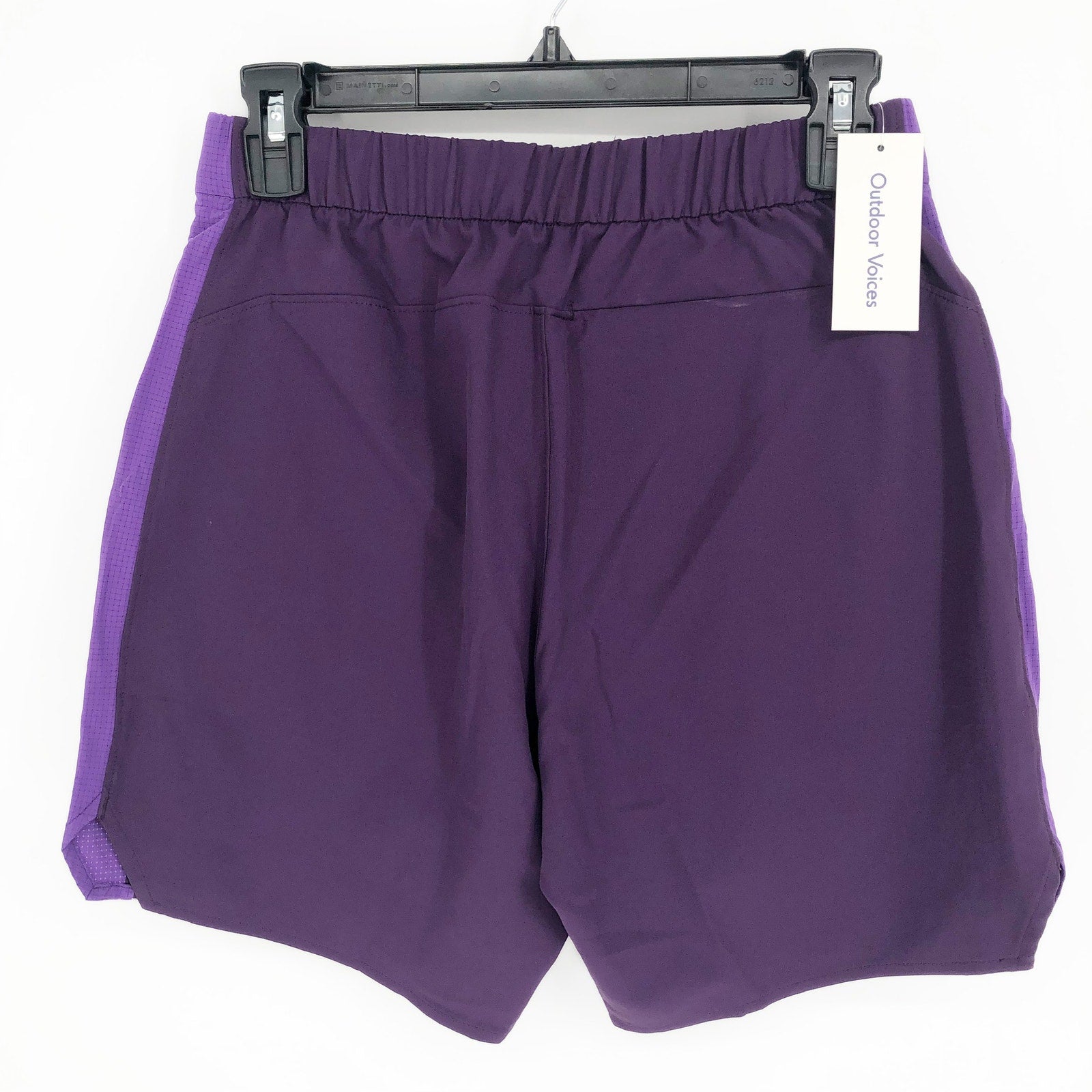 OUTDOOR VOICES Mens High Stride 7" Shorts XS Acai Purple Lightweight Pockets NWT