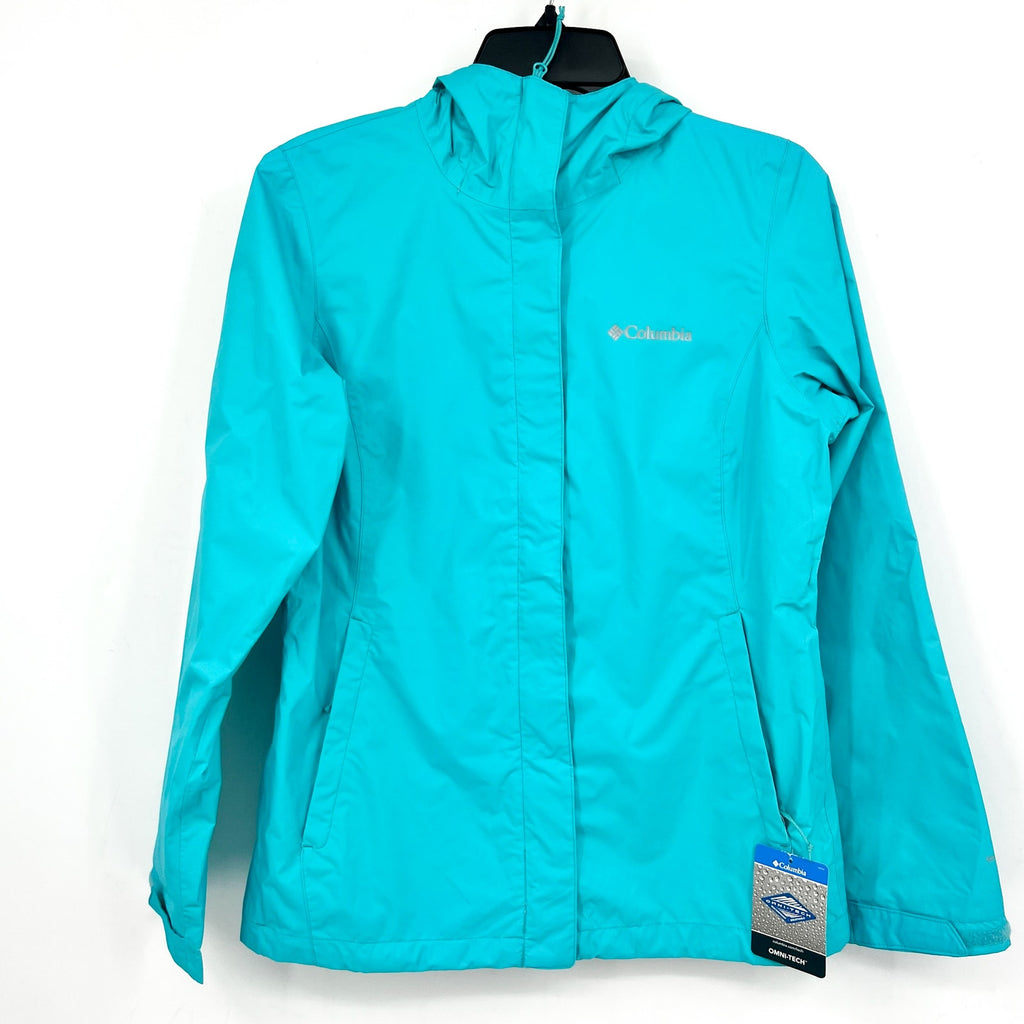 Columbia Women’s Arcadia II Rain Jacket XS Geyser Blue Hooded Waterproof NWT