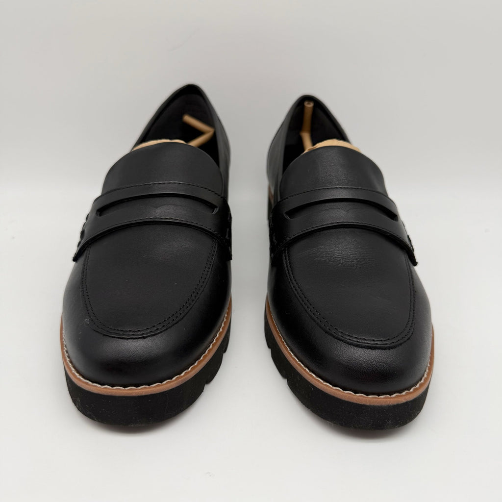 Vionic Womens Cheryl ll Loafers US 8 Wide EU 38.5 Black Leather NIB