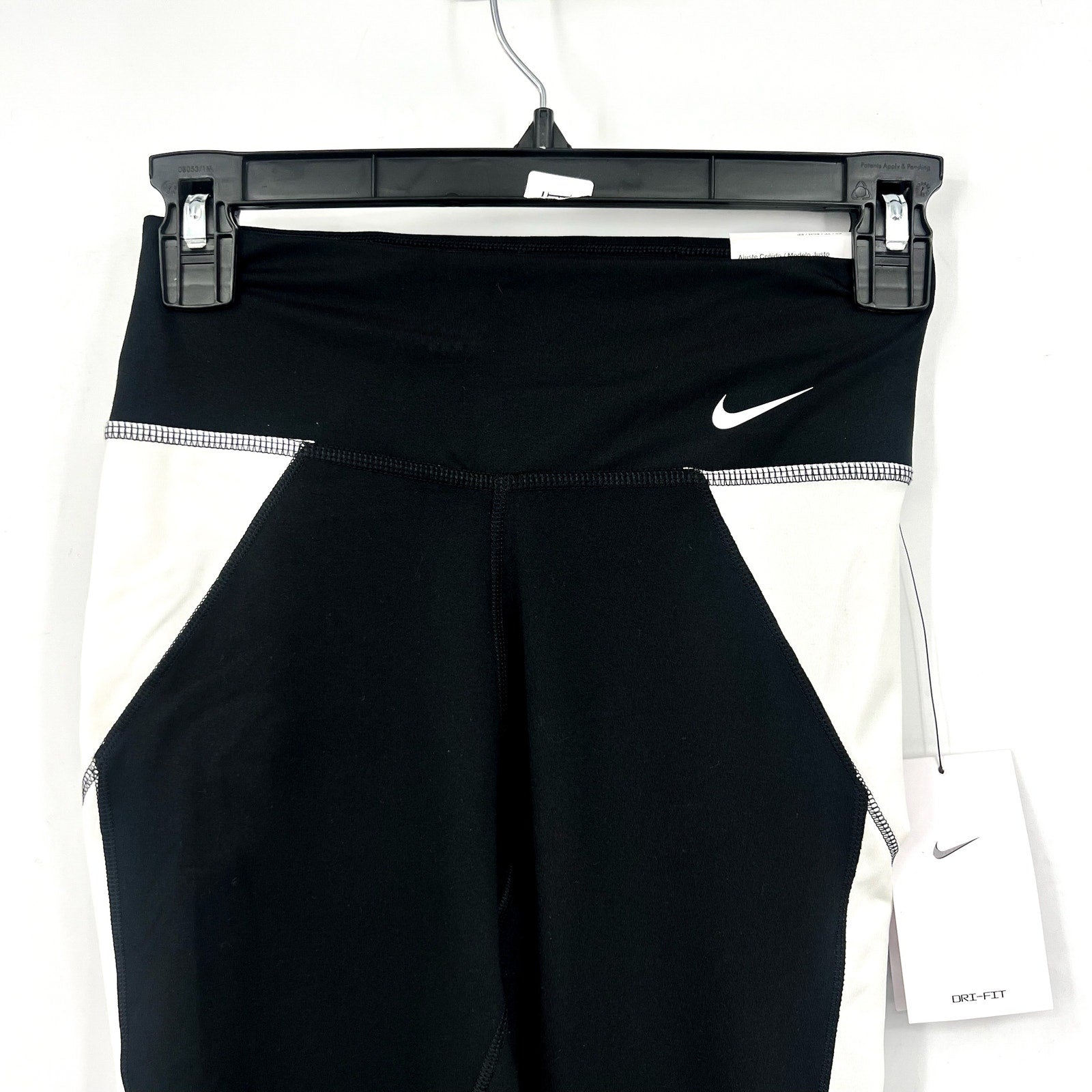 NIKE Women's One Full-length Leggings XS Black White Colorblock Mid-rise NWT