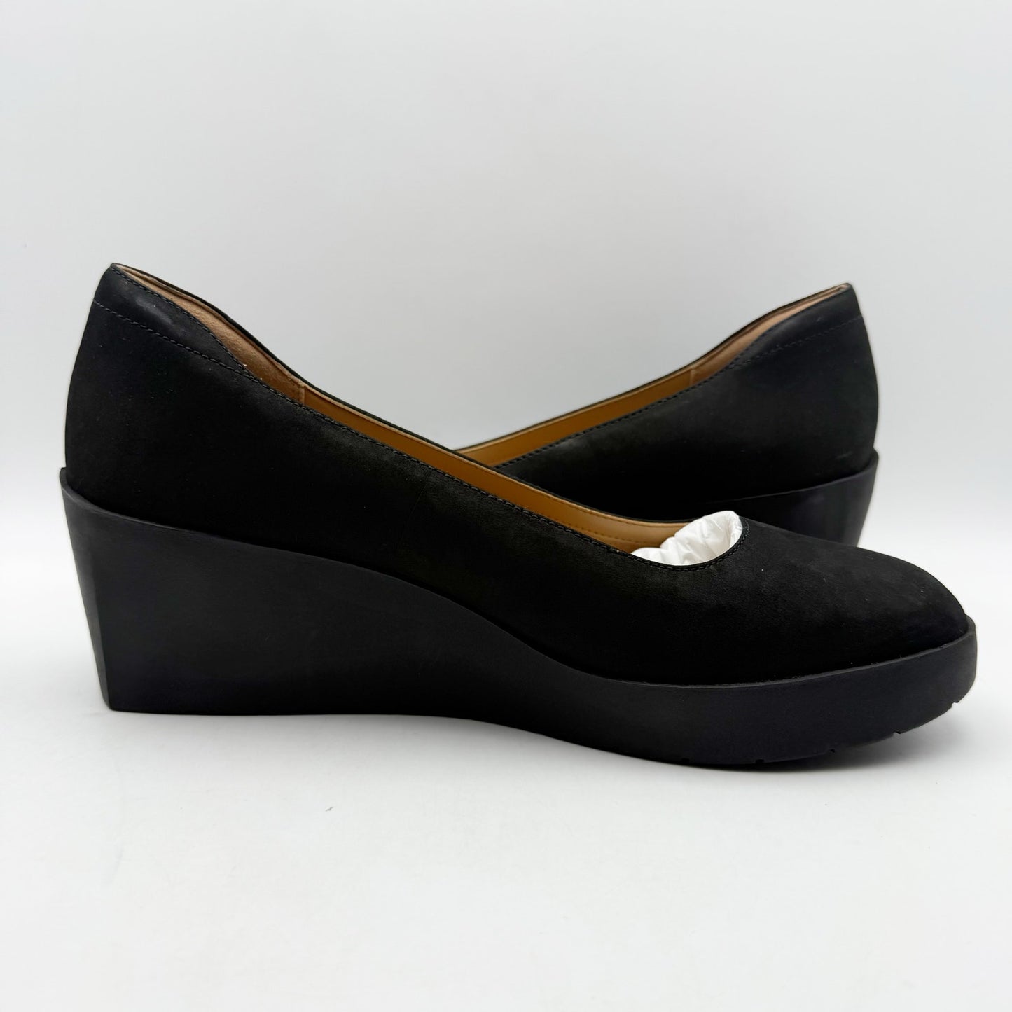 VIONIC Womens Sereno Wedge Heels US 10 M EU 41 Black Nubuck Leather NIB