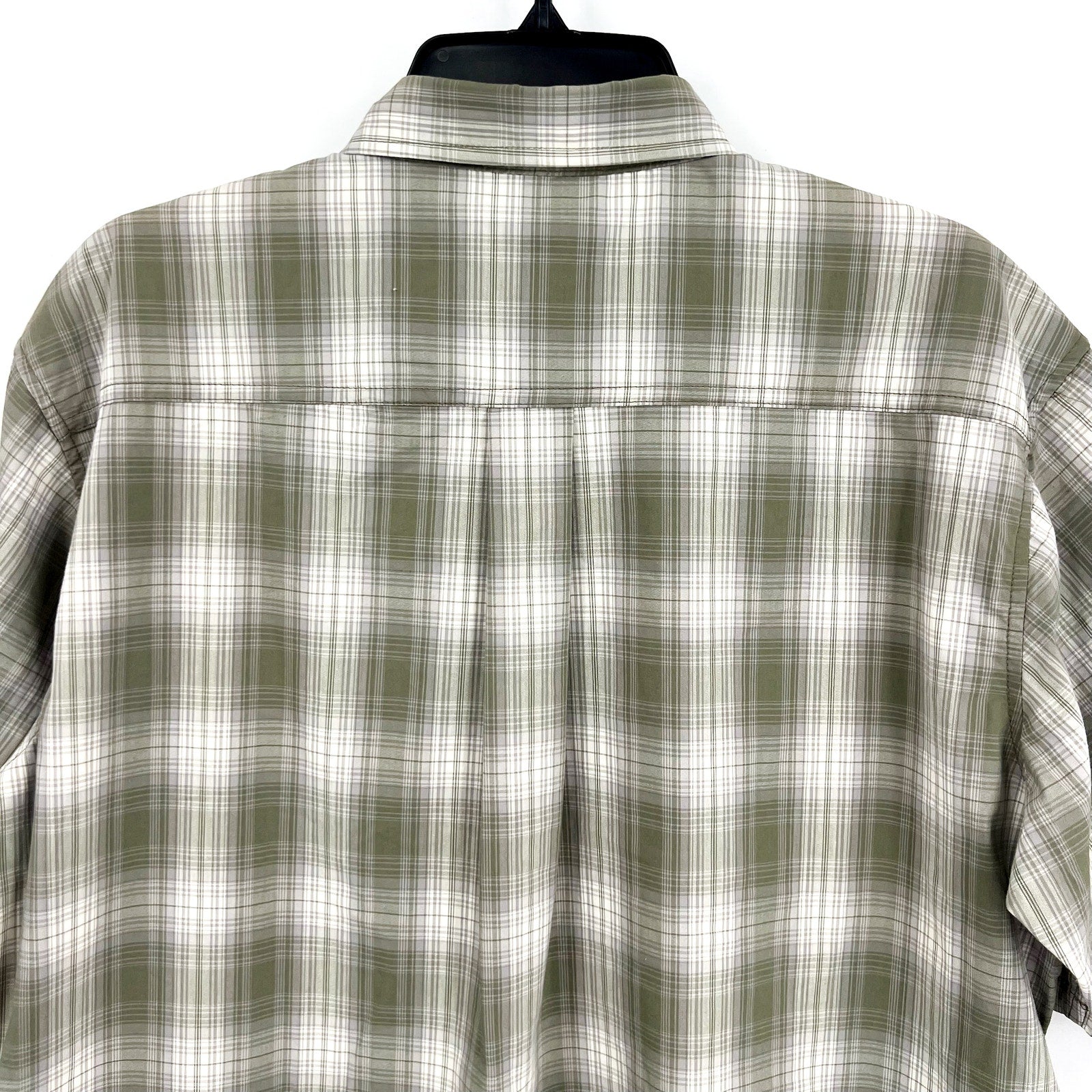 DICKIES Mens Flex Short Sleeve Woven Shirt Medium Green Plaid Relaxed Fit NWT