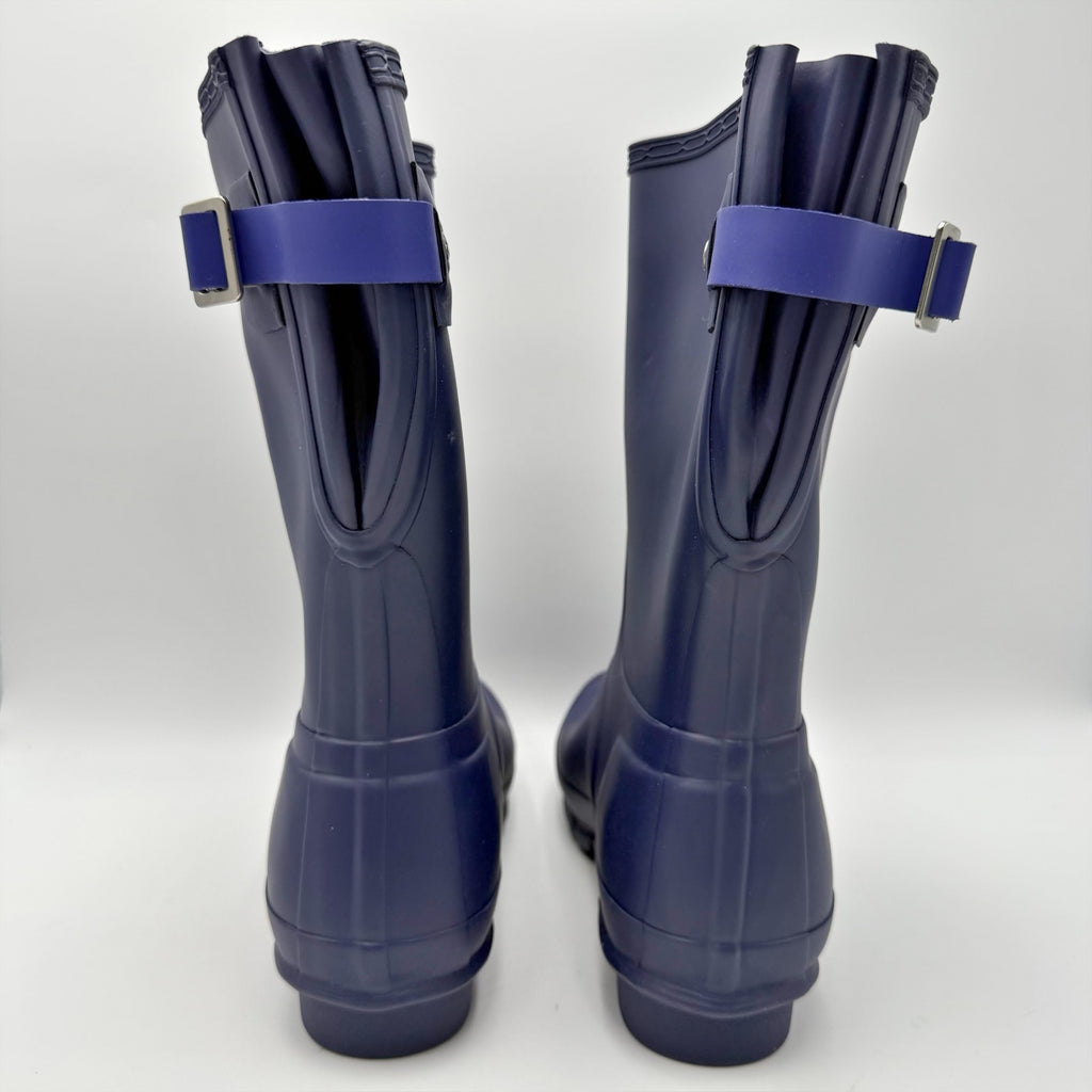 Hunter Womens Original Short Rain Mid Boots US 8 EU 39 Navy Blue Waterproof NWOB