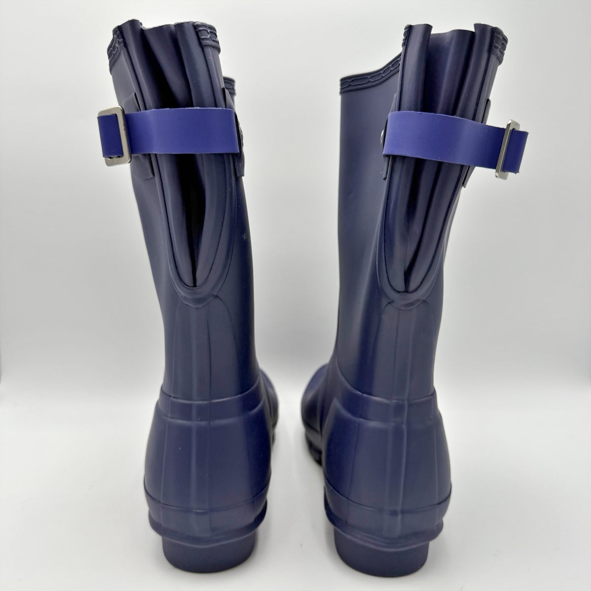 Hunter Womens Original Short Rain Mid Boots US 8 EU 39 Navy Blue Waterproof NWOB