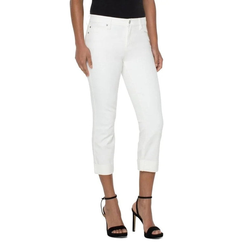 LIVERPOOL Charlie Crop Skinny Jeans Size 25 US 0 Bone White Cuff High Rise NWT