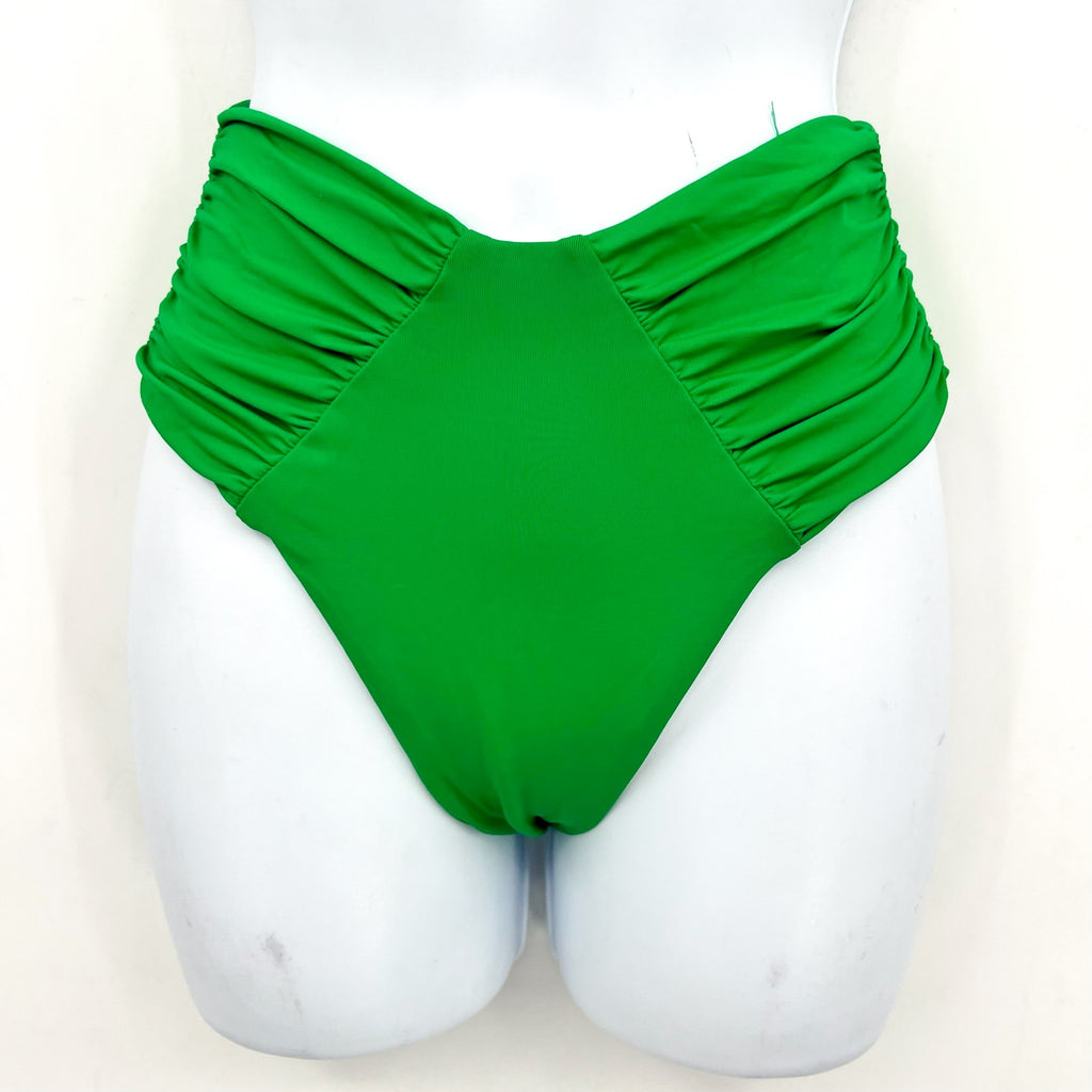 BECCA Color Code French Cut Bikini Bottom Small Emerald Green Shirred NWT