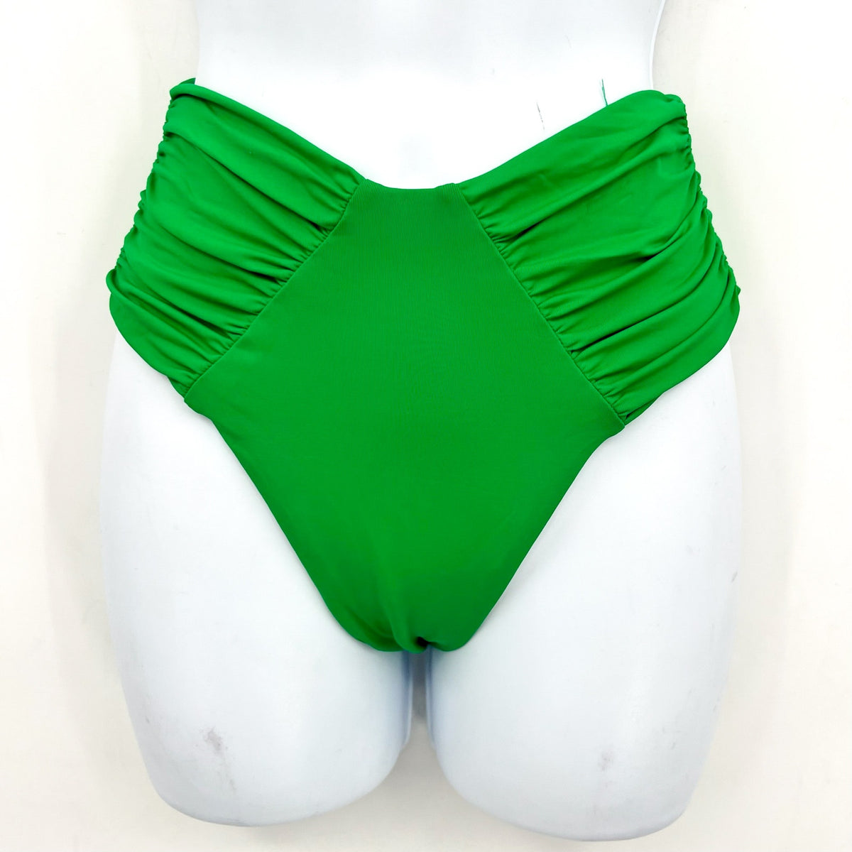 BECCA Color Code French Cut Bikini Bottom Small Emerald Green Shirred NWT
