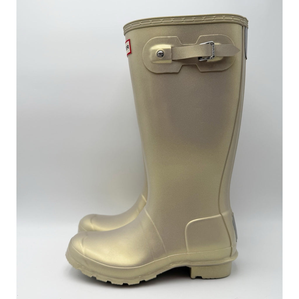 Hunter Girls Original Nebula Rain Boots Size 6 EU 37 Pale Gold Waterproof NWOB
