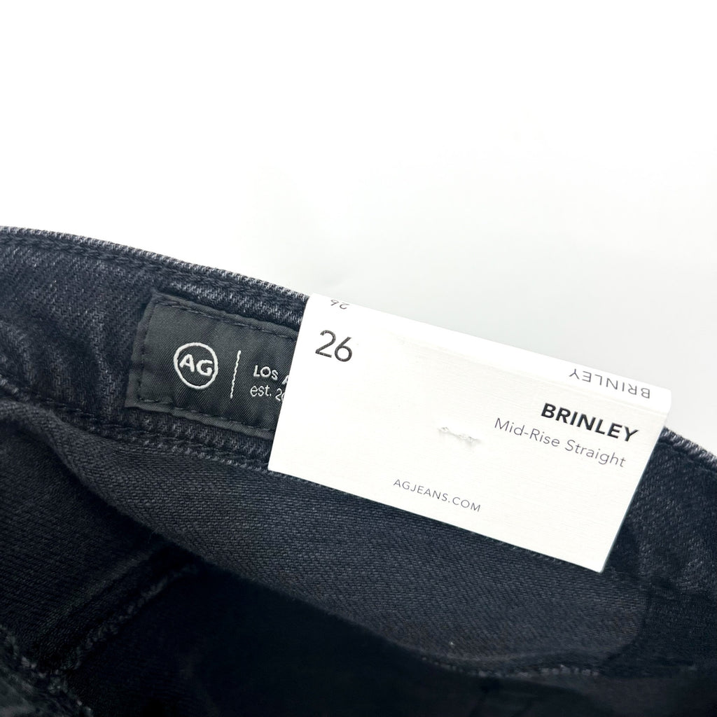 AG ADRIANNO GOLDSCHMIED Brinley Straight Leg Jeans Size 26 4 Black Glasgow NWT