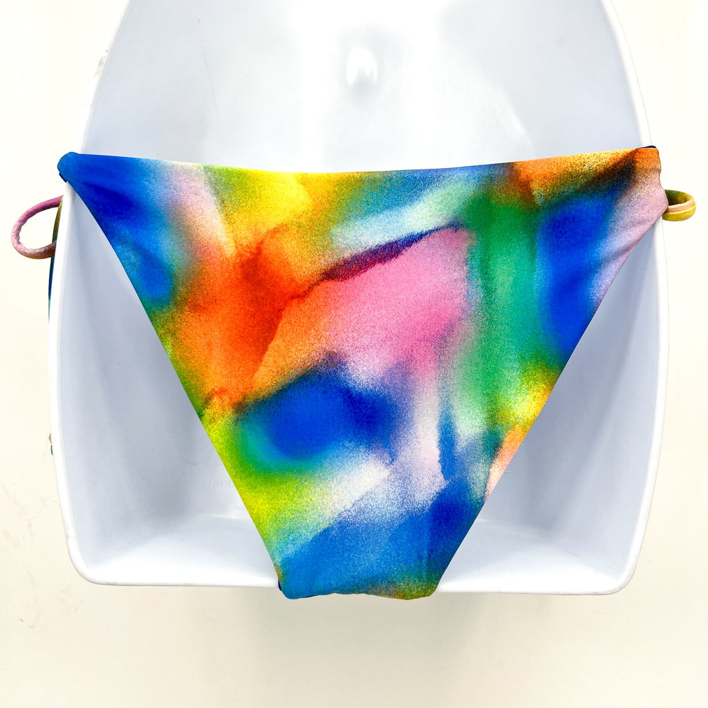 BECCA Women's Paper Mache Reversible Tie Side Bikini Bottom Small Rainbow NWT