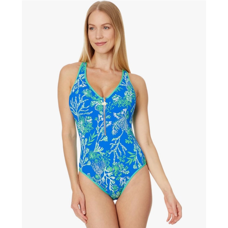 LILLY PULITZER Kailanie One Piece Swimsuit Size 0 Briny Blue A Bit Salty NWOT
