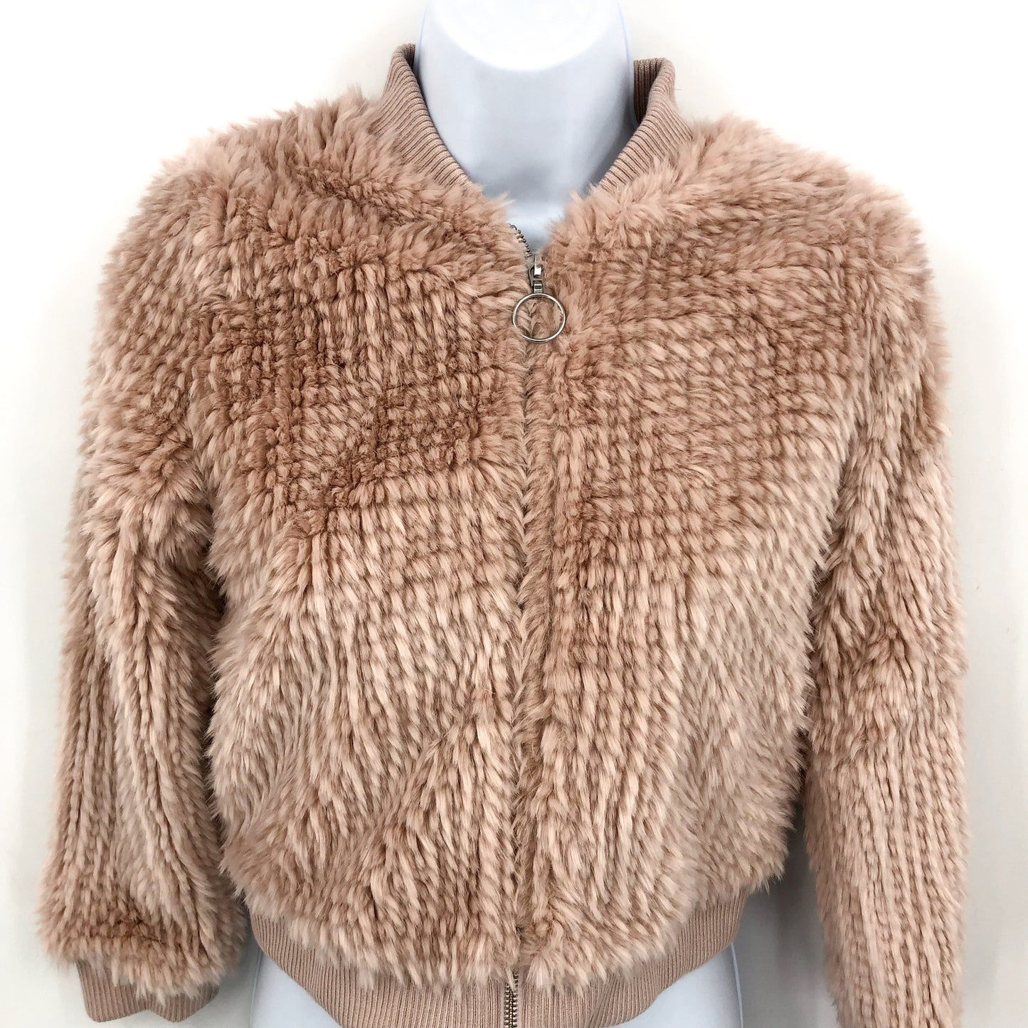 BARDOT JUNIOR Girls' Eve Faux-Fur Bomber Jacket Size 10 Pink Crystal NWT