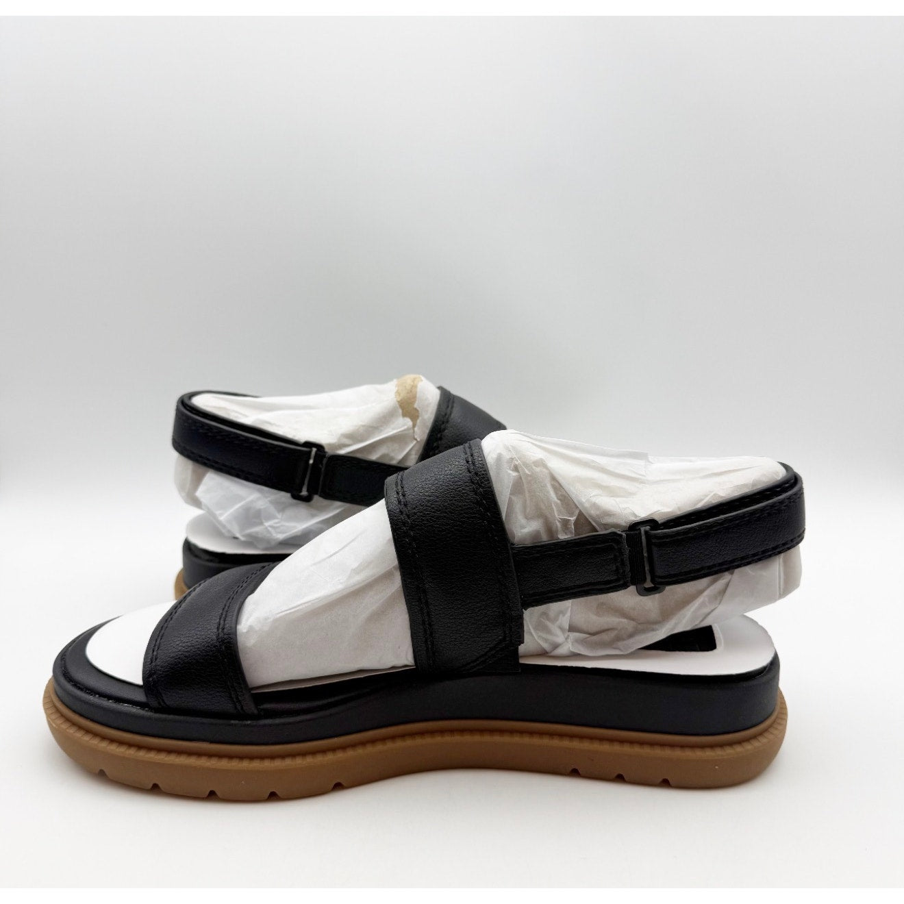 Naturalizer Womens Attract Platform Sandals Size 9 Wide EU 40 Black NIB