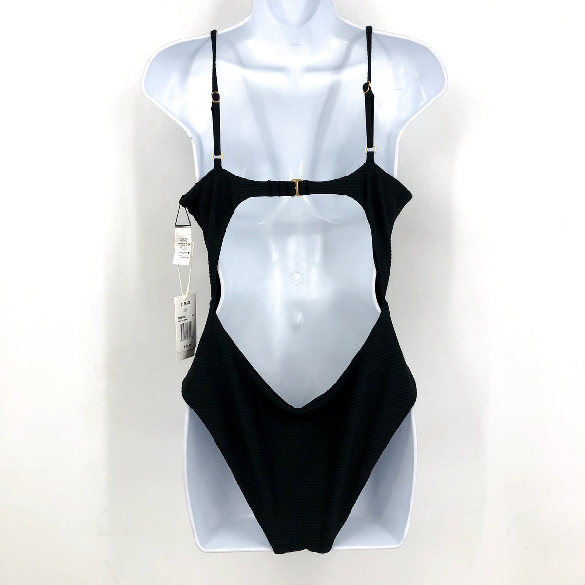 L*SPACE Women's Kyslee One Piece Swimsuit XL Black Eco Chic Repreve Twist NWT