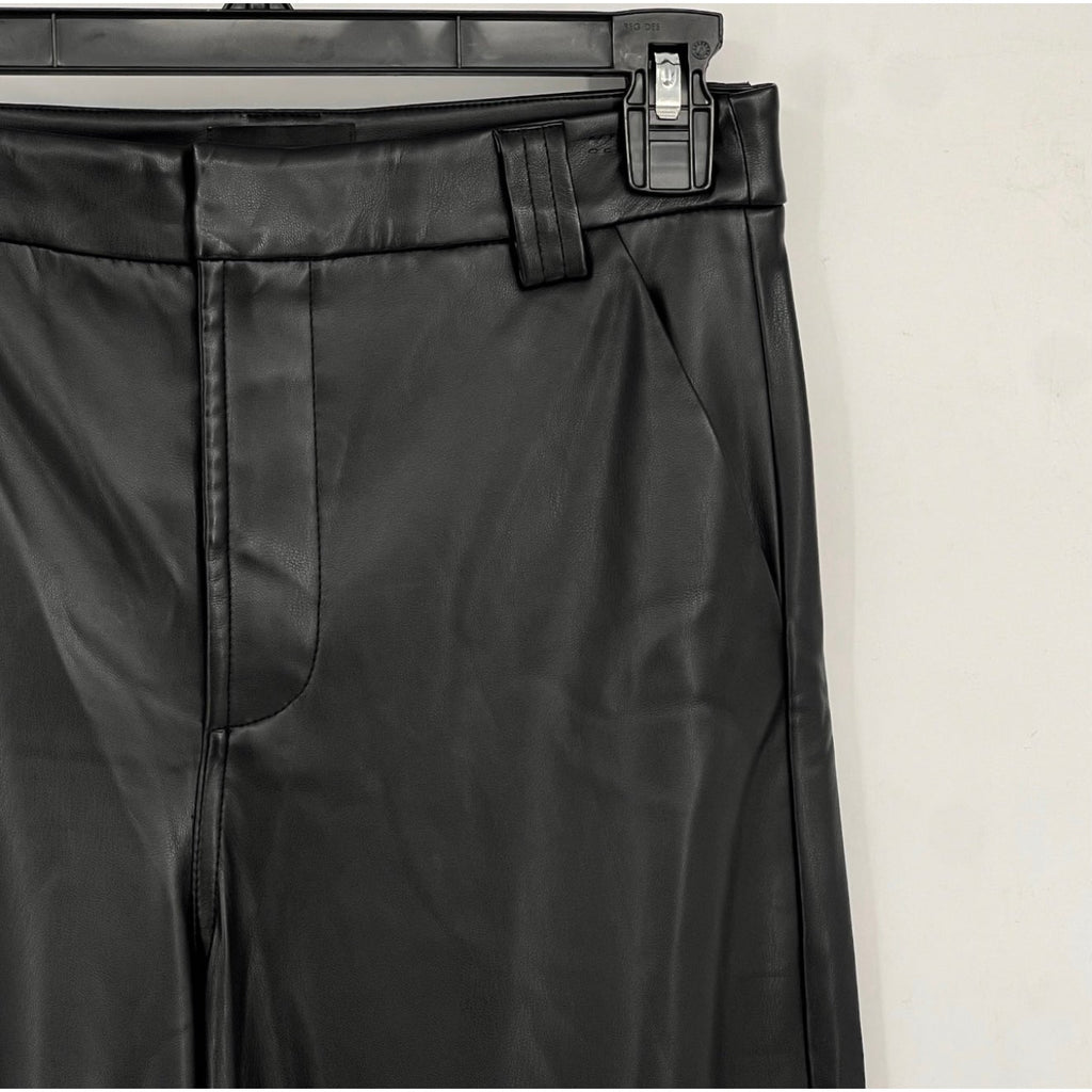JOE'S JEANS Women's Mia Wide Leg Leather Pants Size 25 US 0 Black High Rise NWT