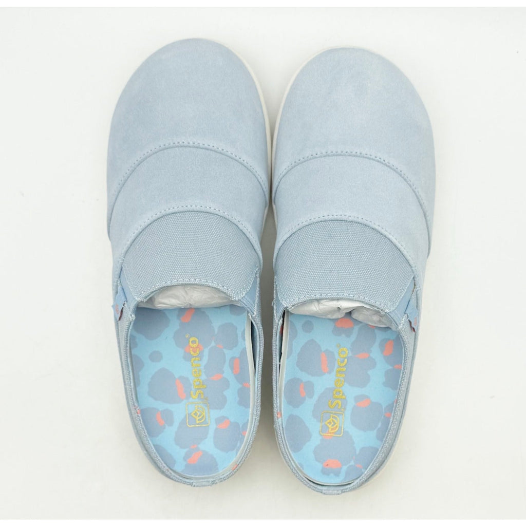 SPENCO Womens Siesta Bokeh Layered Clogs Size 7.5 EU 38 Blue Fog Suede NIB