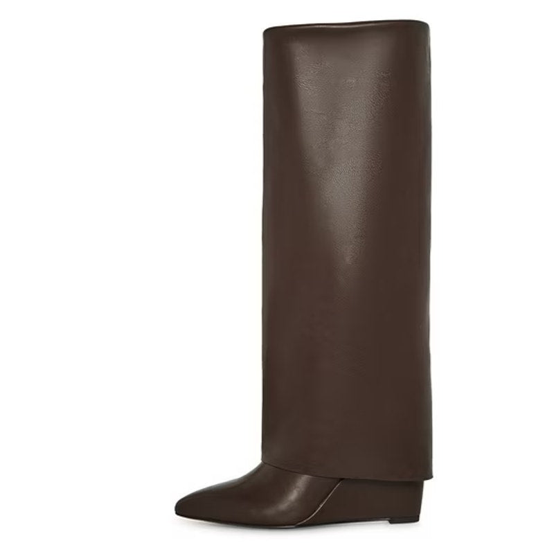 Madden Girl Womens Evander Fold-Over Knee High Boots US 6 Dark Brown NIB