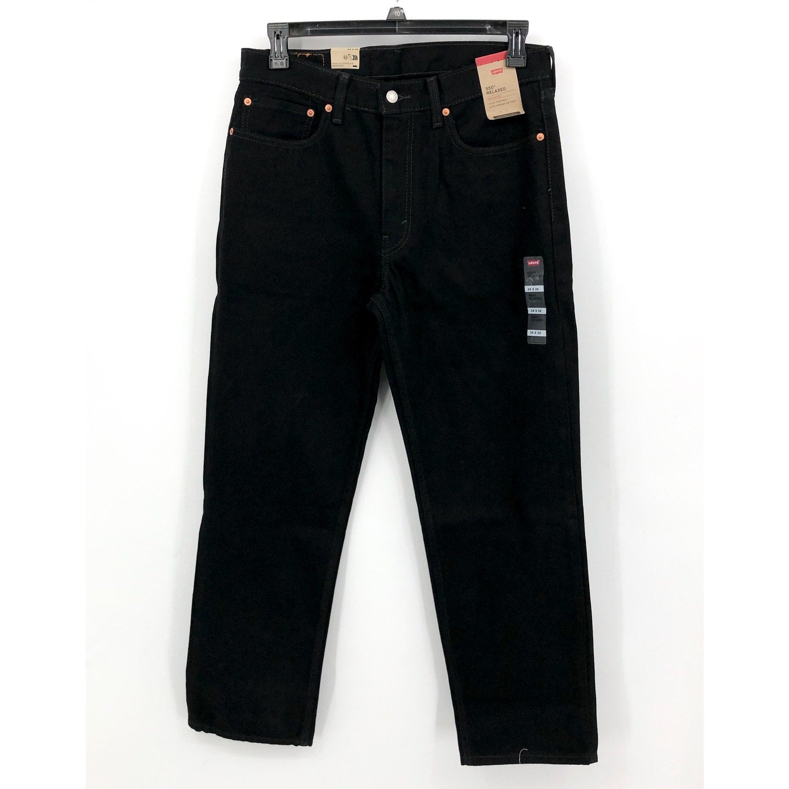 LEVI'S Men's 550 Relaxed Fit Jeans 34x32 Black Tapered Leg 00550-0260 NWT
