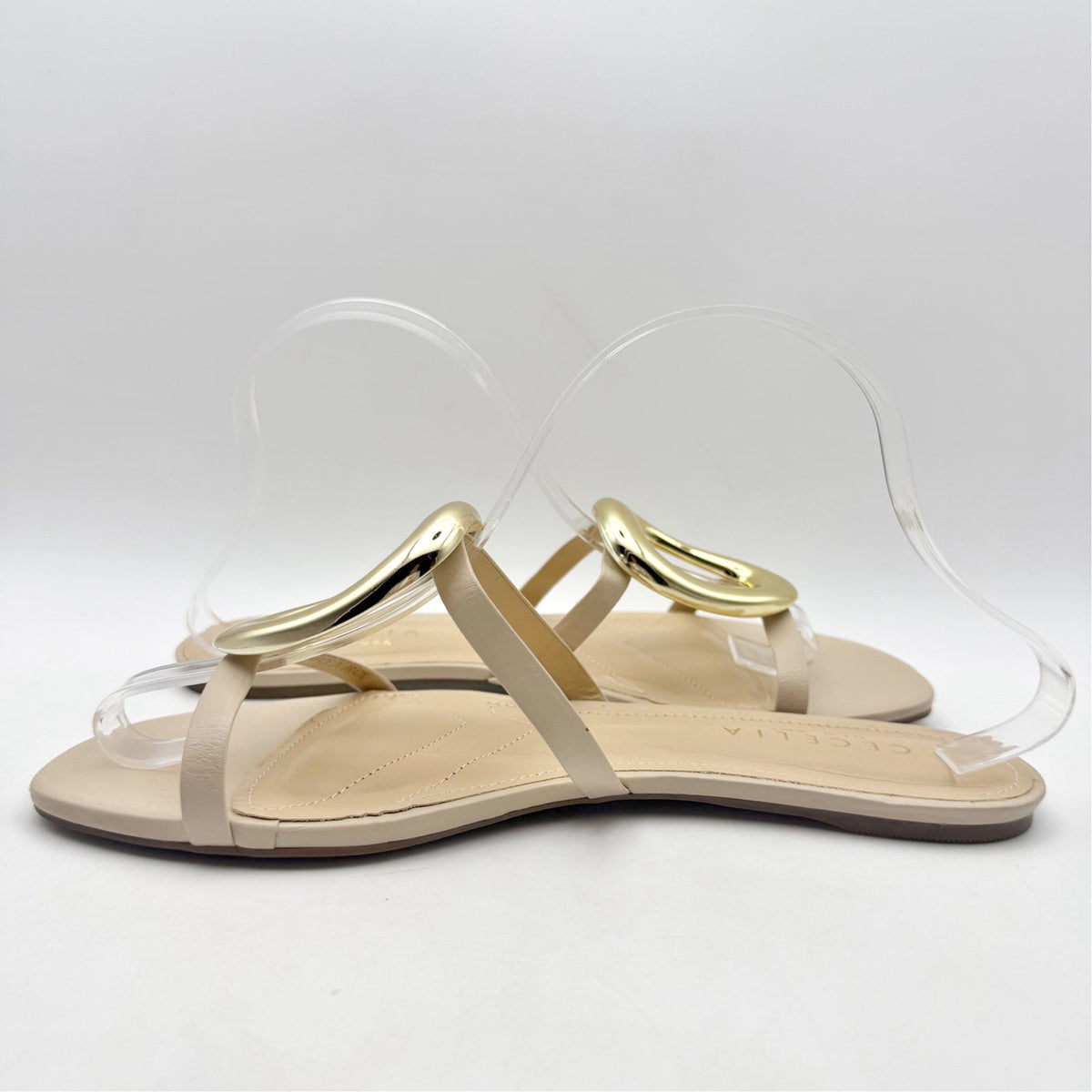 Cecelia New York Womens Mig Slide Sandals US 8.5 Nude Beige Gold Leather NWOB