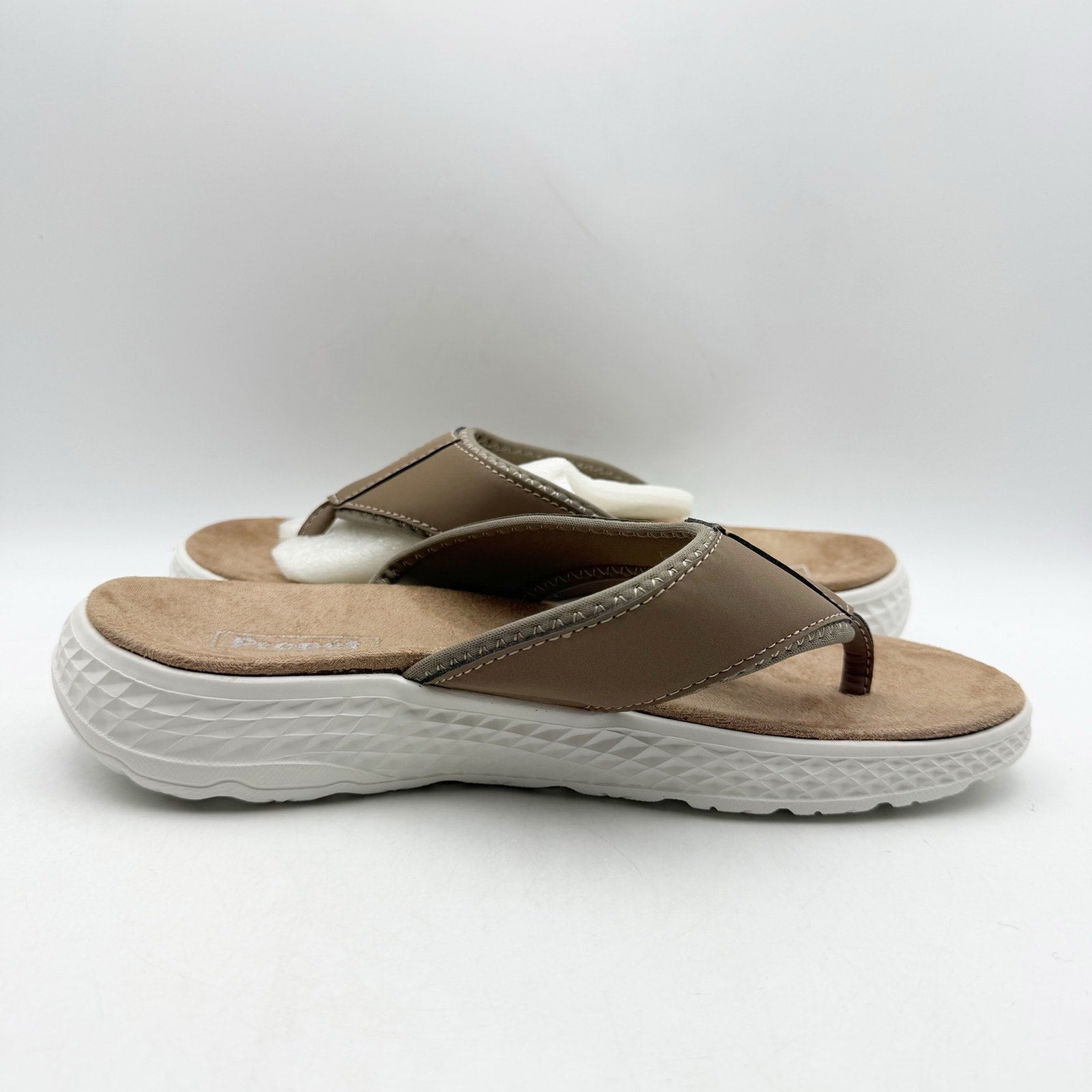Propet Womens TravelActiv FT Flip Flop Sandals Size 9 Narrow Tan NWOB