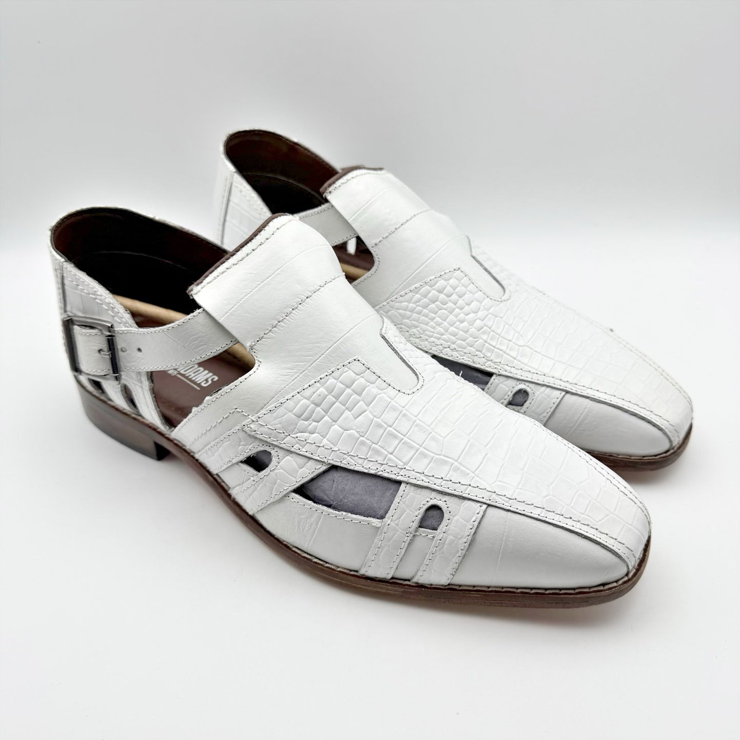 Stacy Adams Mens Calvino City Sandal US 10 M EU 43 White Printed Leather NIB