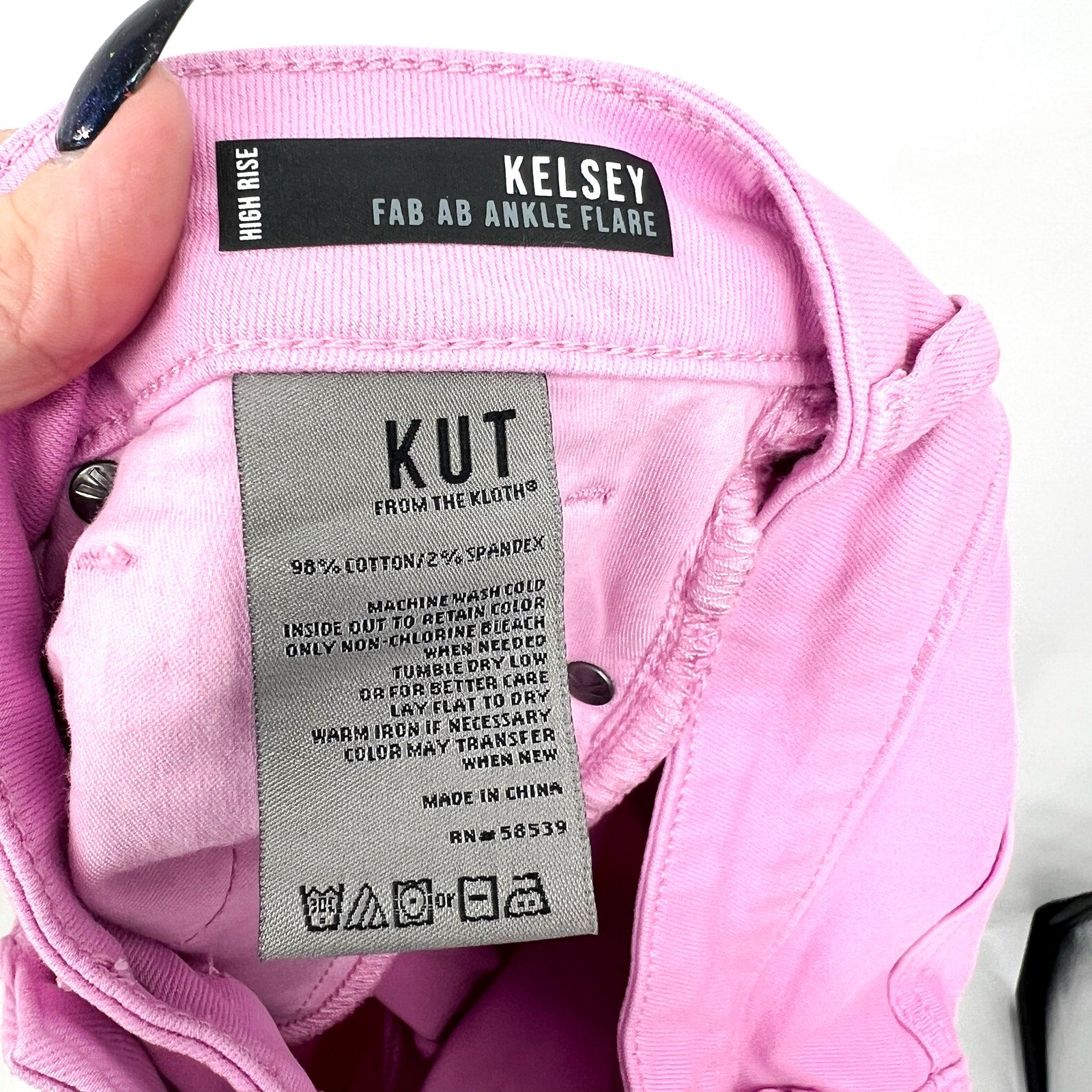 KUT FROM THE KLOTH Kelsey Ankle Flare Jeans Size 4 Pink Wild Berry High Rise NWT