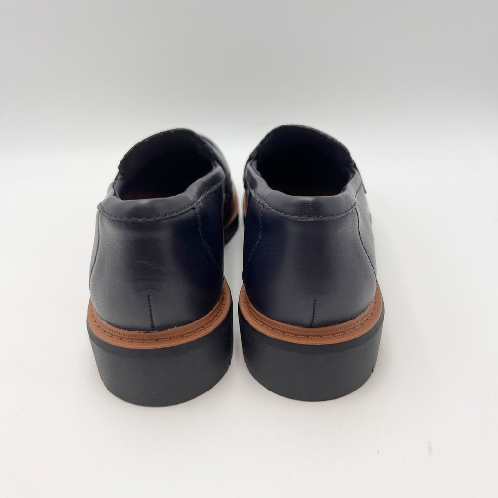 Clarks Womens Westlynn Glow Loafers Size 9 WIDE EU 40 Navy Blue Leather NWOB