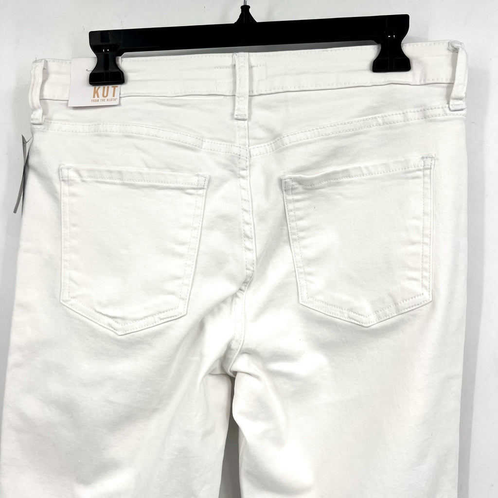 KUT FROM THE KLOTH Kelsey Ankle Flare Jean Size 10 Optic White Raw Hem NWT