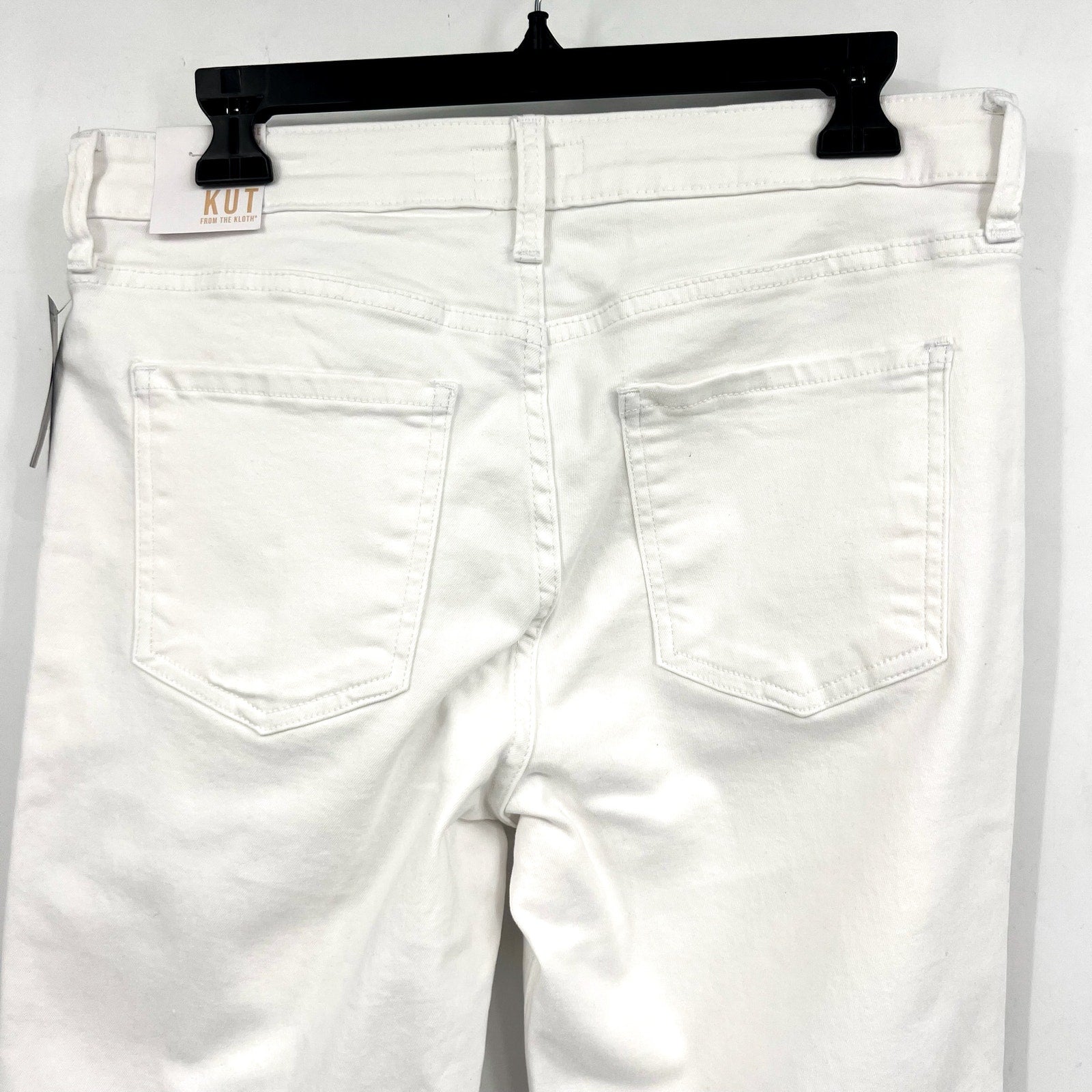 KUT FROM THE KLOTH Kelsey Ankle Flare Jean Size 10 Optic White Raw Hem NWT