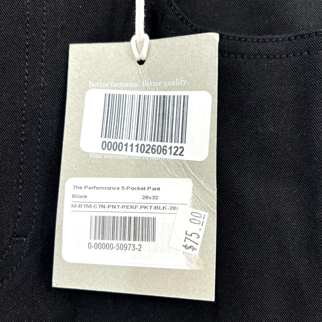 EVERLANE Men's The Performance 5-Pocket Pants 28x32 Black Chinos NWT
