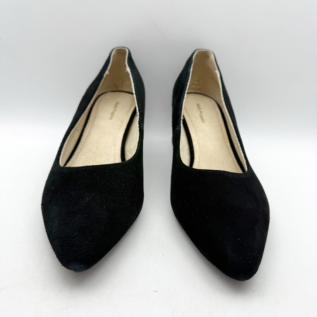 Hush Puppies Womens Sofie Pumps Size 11 EU 43 Black Nubuck Leather Slip On NWOB