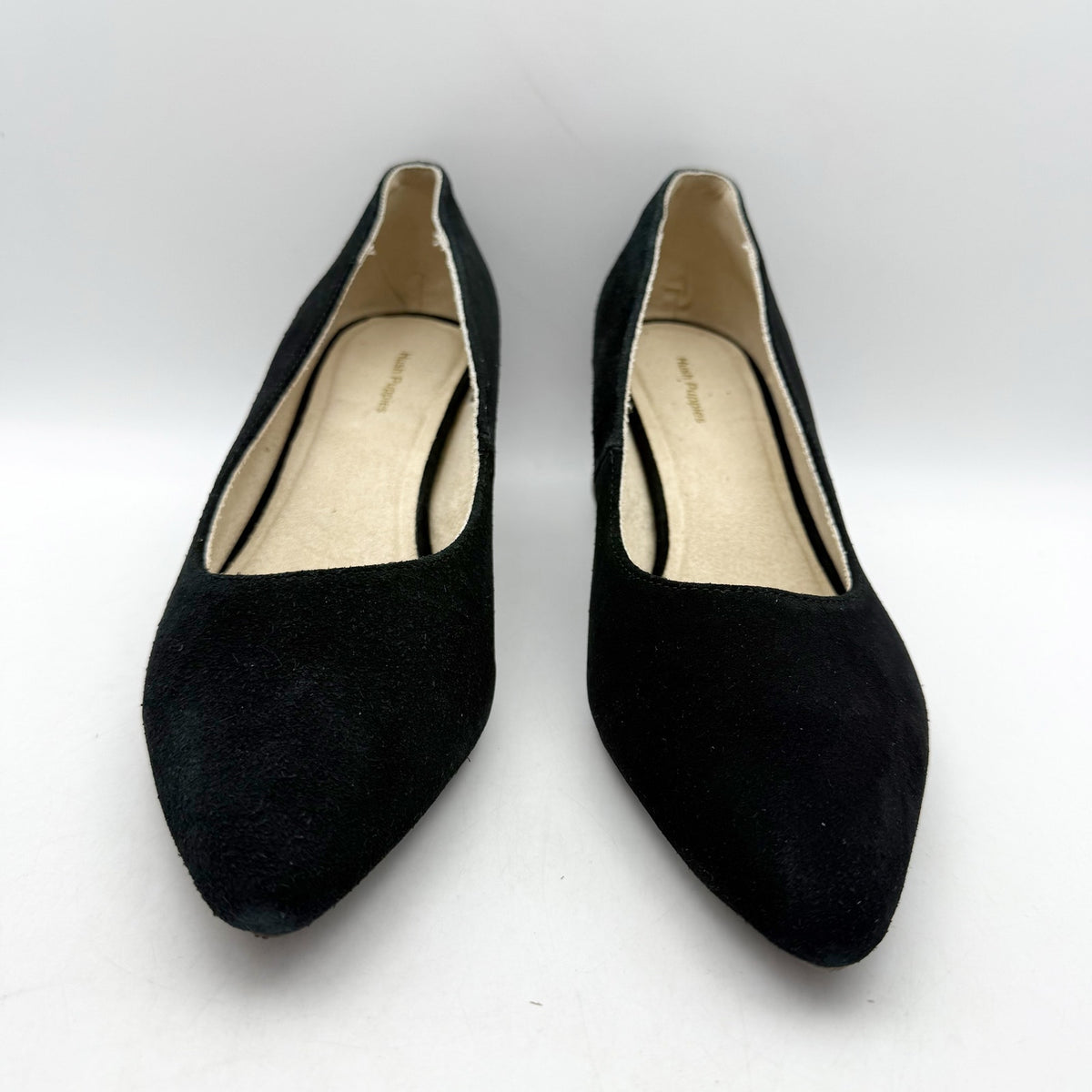 Hush Puppies Womens Sofie Pumps Size 11 EU 43 Black Nubuck Leather Slip On NWOB