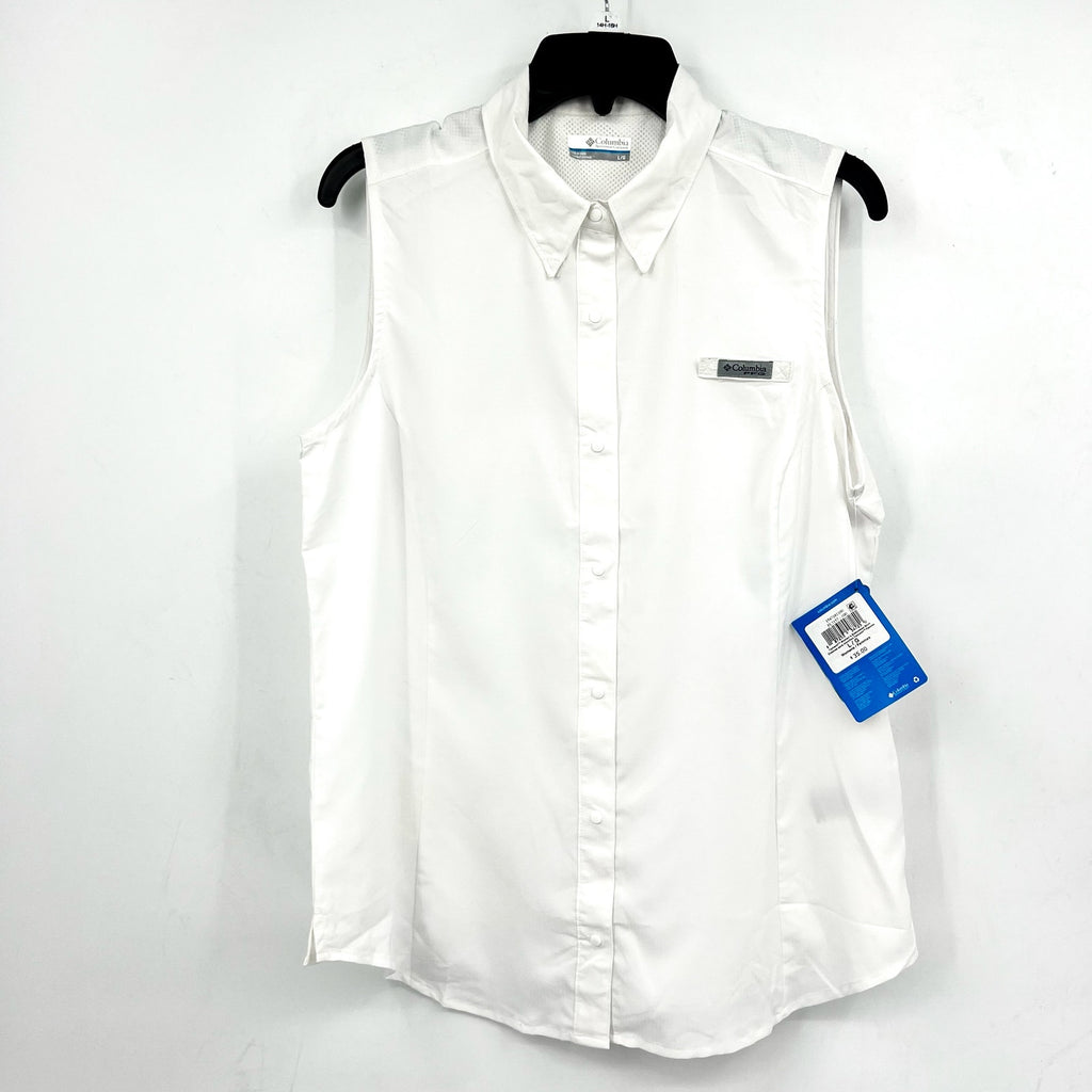 COLUMBIA Women's PFG Tamiami Shirt Large White Sleeveless Omni Shade NWT