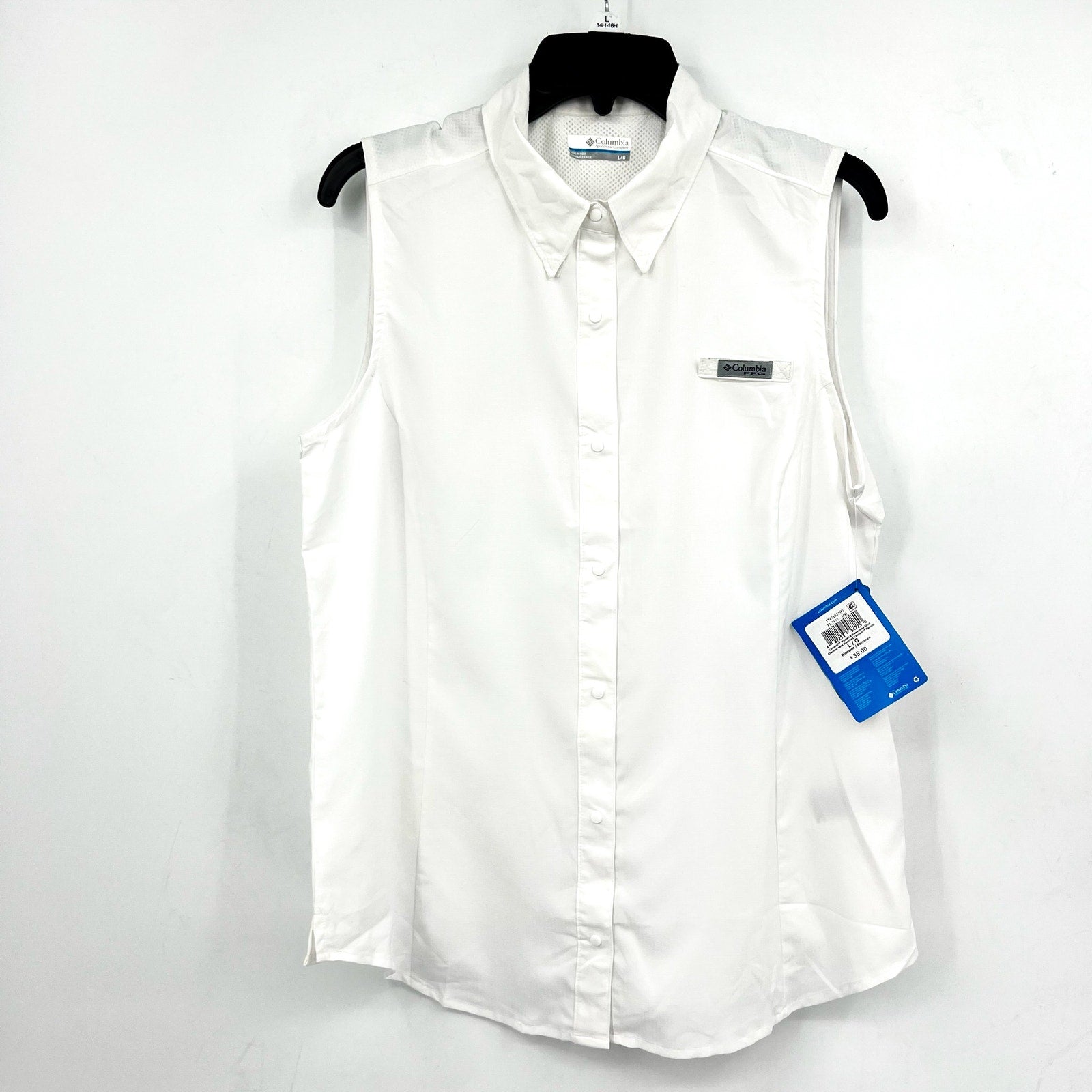 COLUMBIA Women's PFG Tamiami Shirt Large White Sleeveless Omni Shade NWT
