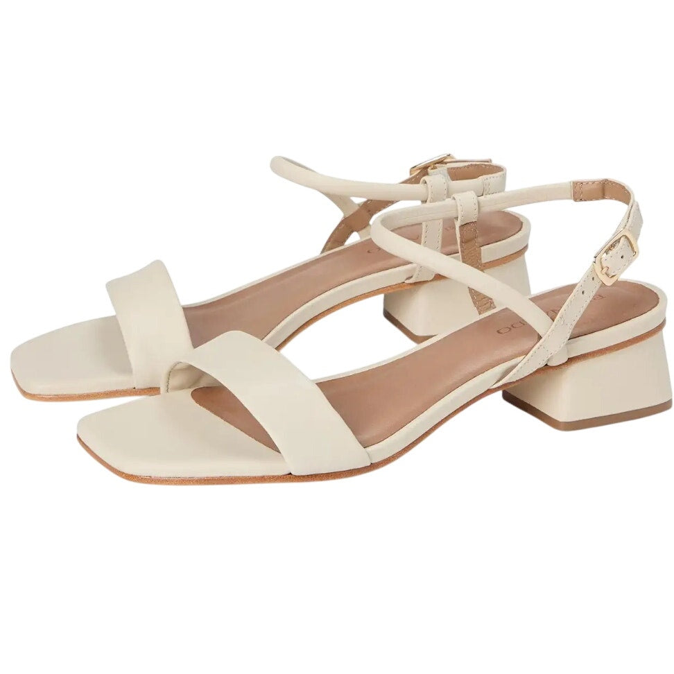 Bernardo Womens Josei Heeled Sandal US 7.5 M Off White Eggshell Leather NIB