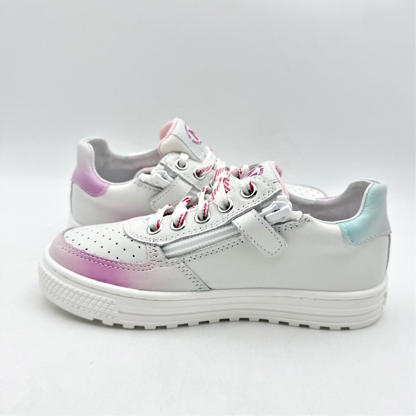 Naturino Girls Hess 2 Vl Sneakers EU 28 US 11 White Pink Blue Leather NWOB