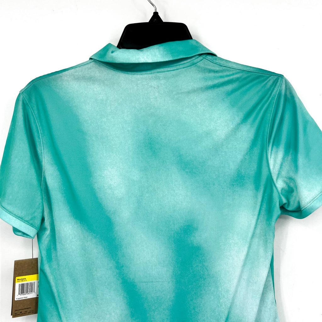 NIKE Womens Dri-FIT Short-Sleeve Golf Polo Shirt Small Blue Green Print NWT