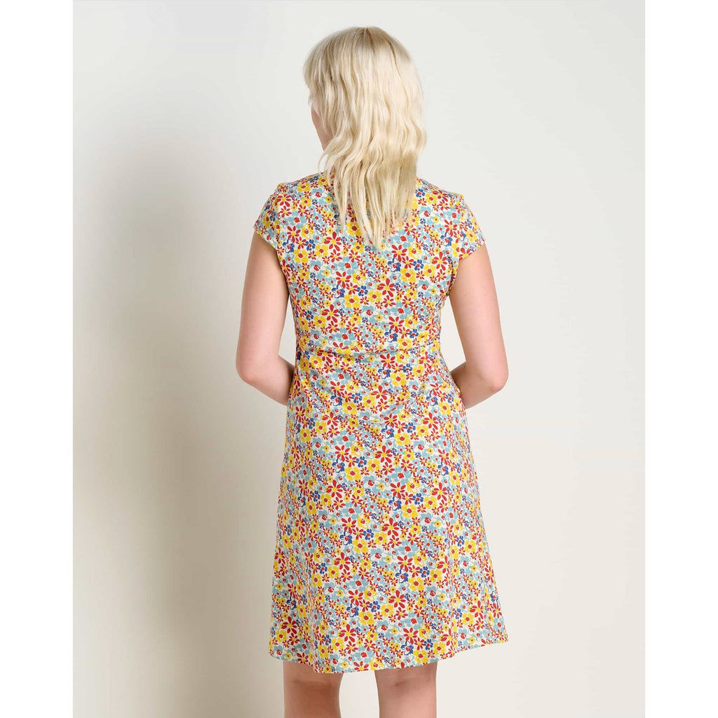 TOAD & CO Womens Rosemarie Dress XS Yellow Red Barley Floral Short Sleeve NWT