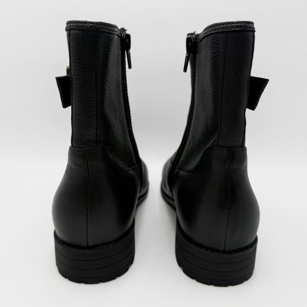 Vionic Womens Jill Zip Ankle Boots Size 7 EU 37 Black Leather Buckle NWOB
