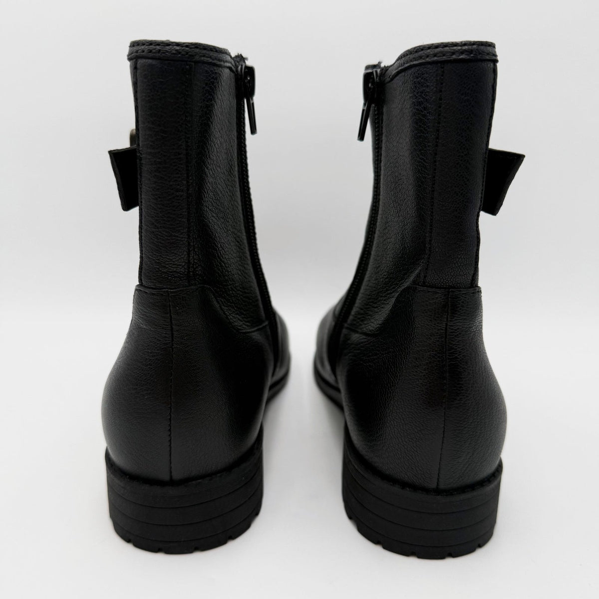 Vionic Womens Jill Zip Ankle Boots Size 7 EU 37 Black Leather Buckle NWOB