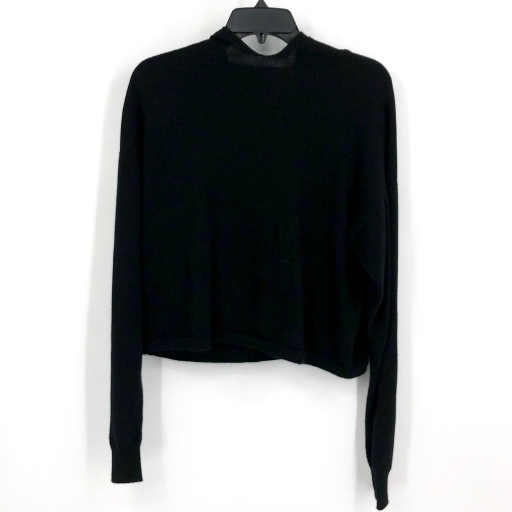 ACTIVE CASHMERE Women's Cashmere Cropped Hoodie Sweater Small Black NWT