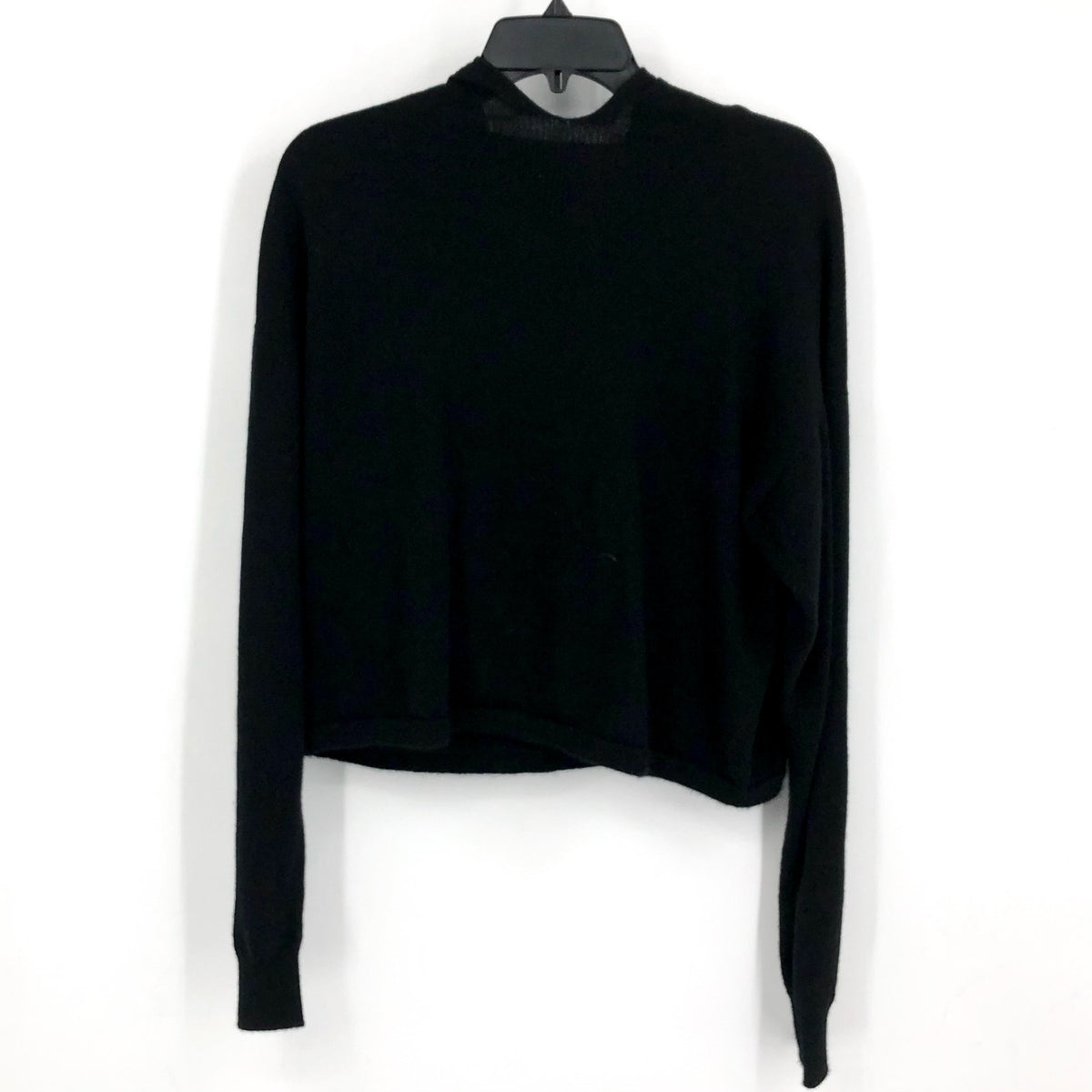 ACTIVE CASHMERE Women's Cashmere Cropped Hoodie Sweater Small Black NWT