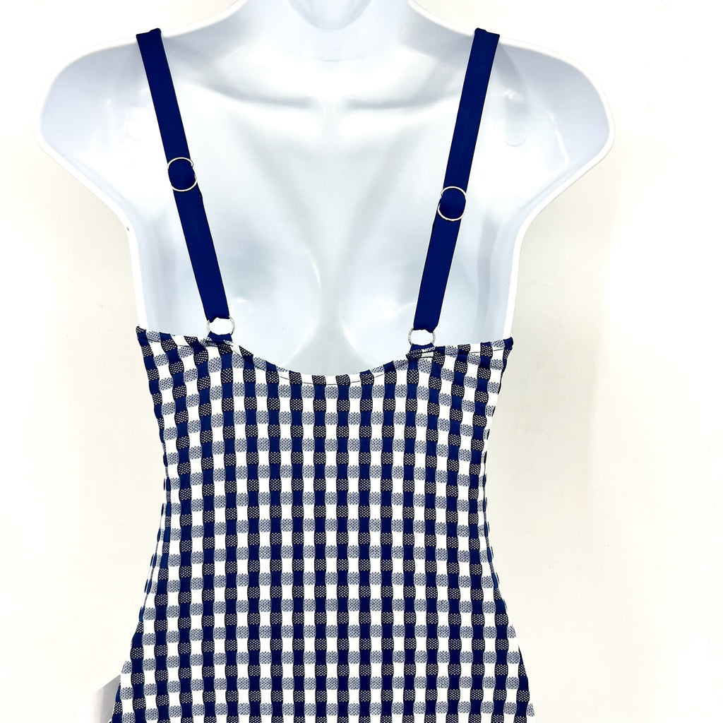 SEAFOLLY Bella Underwire One Piece Swimsuit US 4 Blue Gingham Plaid NWT