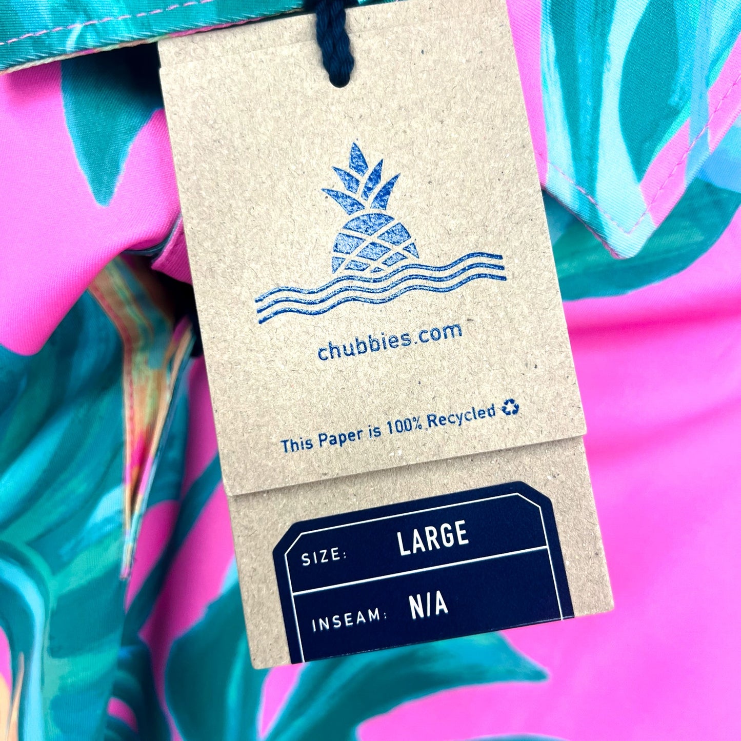 CHUBBIES Mens Performance Polo Shirt Large Pink SS Birds of Paradise NWT