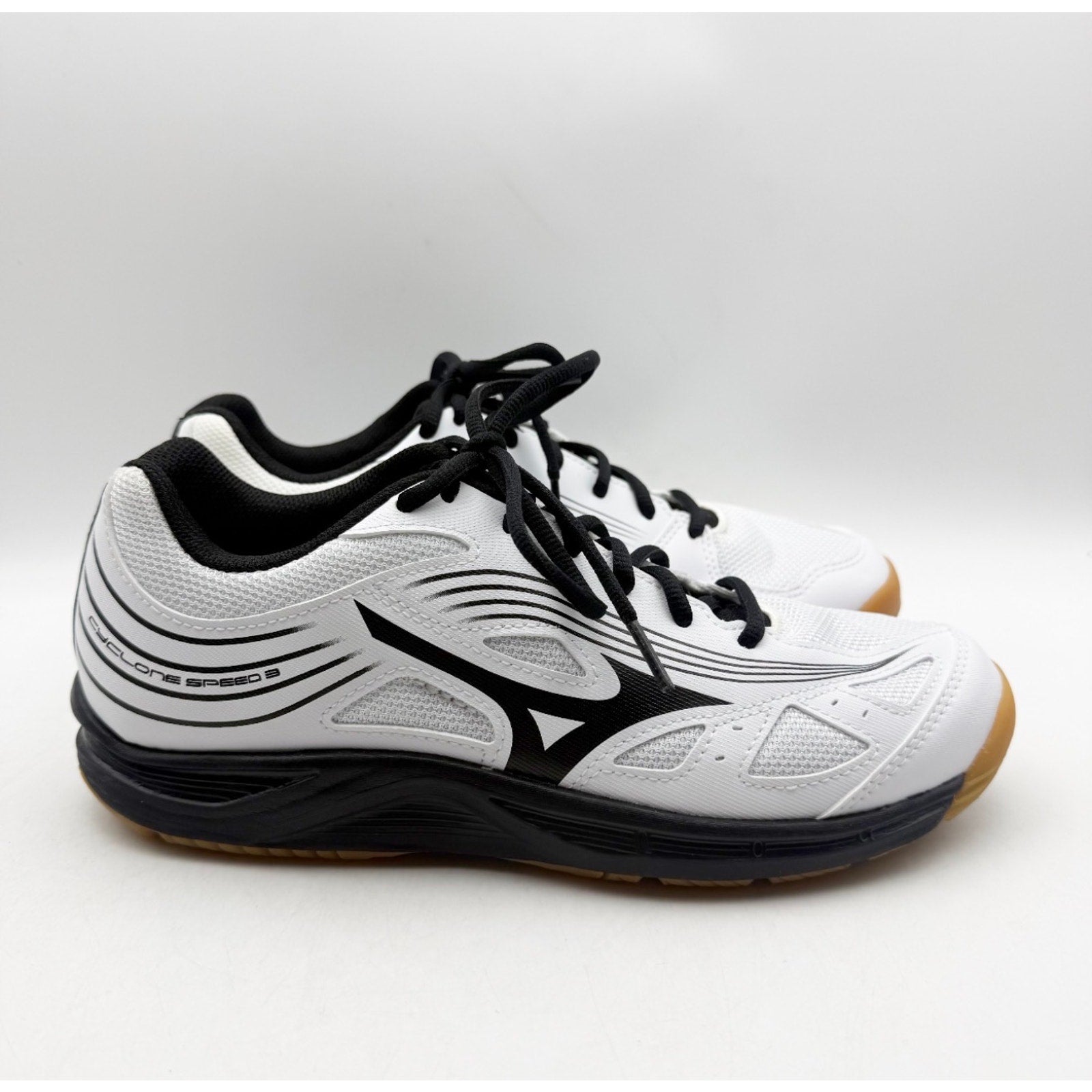 MIZUNO Womens Cyclone Speed 3 Volleyball Shoe Size 9.5 White Black Lace Up NWOB