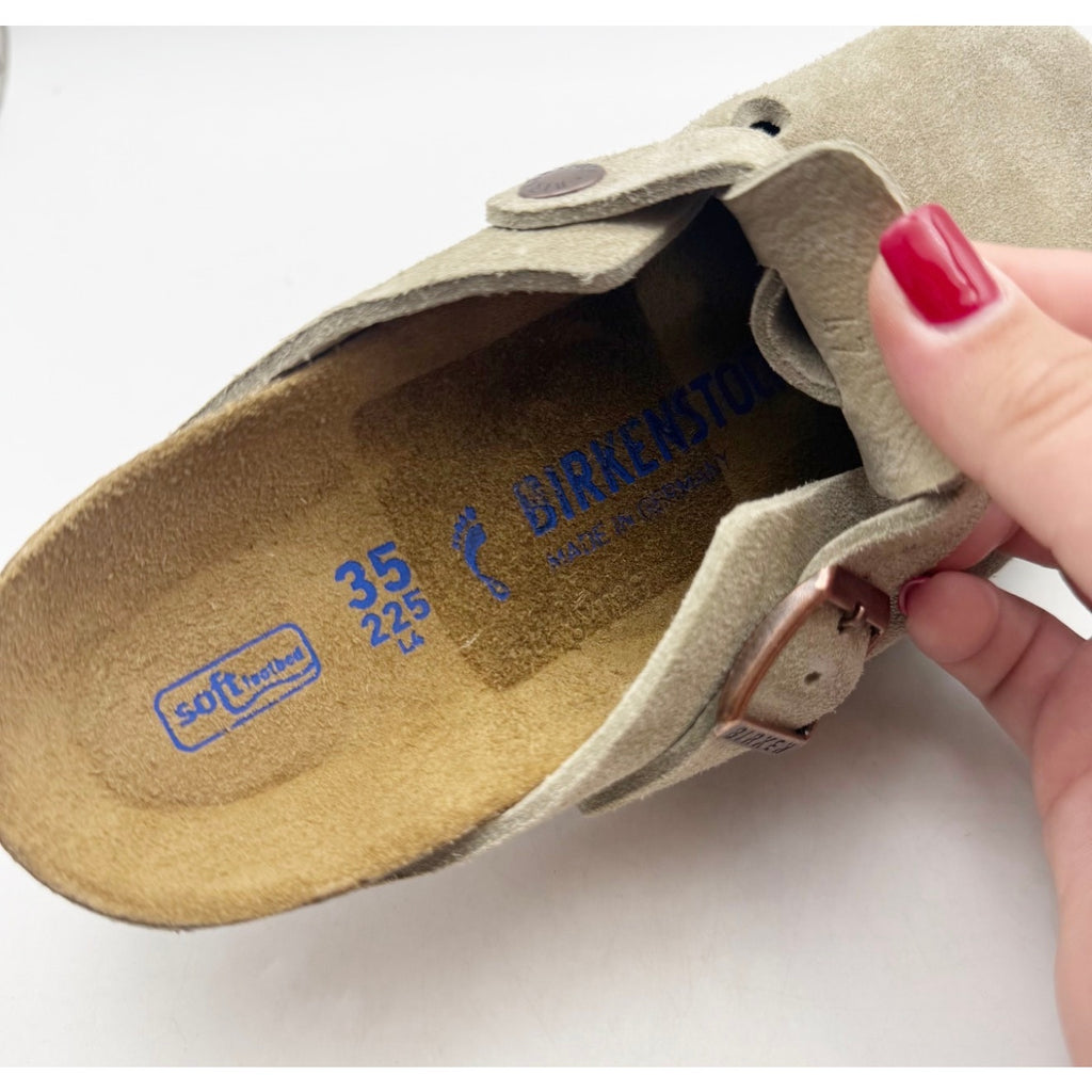 Birkenstock Women's Boston Soft Footbed Clogs EU 35 Taupe Suede NWT