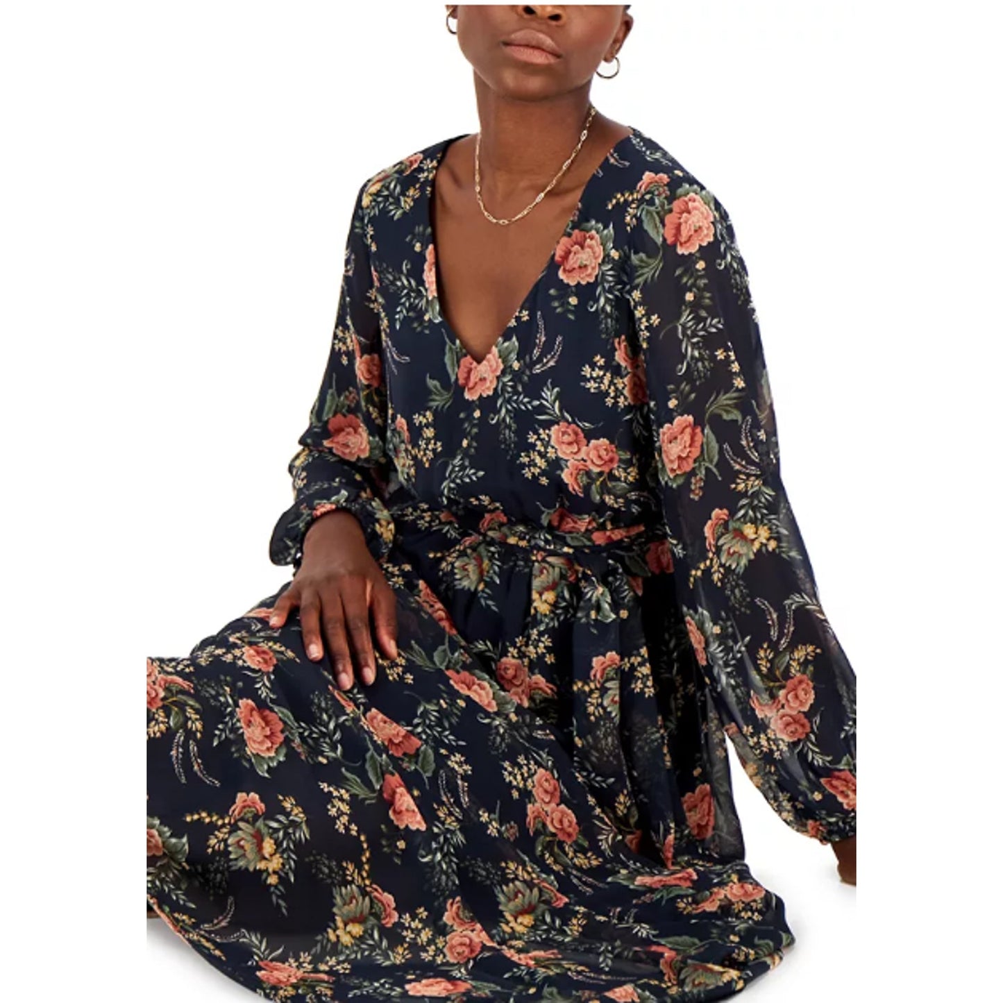 I.N.C. INTERNATIONAL CONCEPTS Maxi Dress 8 Blue Print Tidal Floral Boho NWT