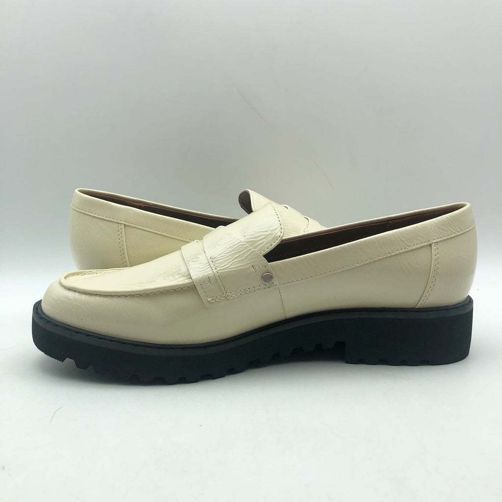 Franco Sarto Womens Cassandra Loafers US 9.5 Cream White Patent Leather NIB